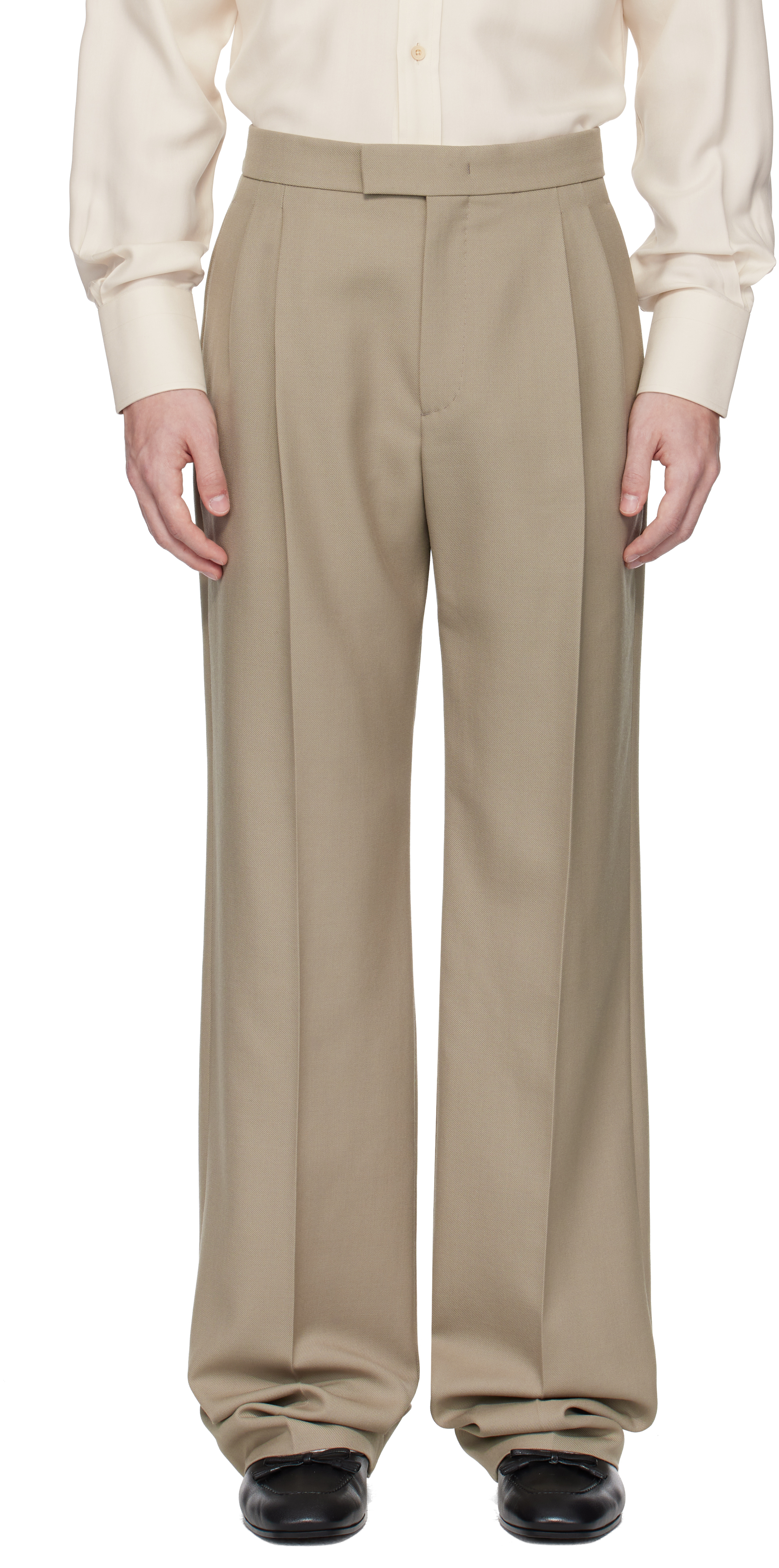 Gray Wool Gabardine Trousers