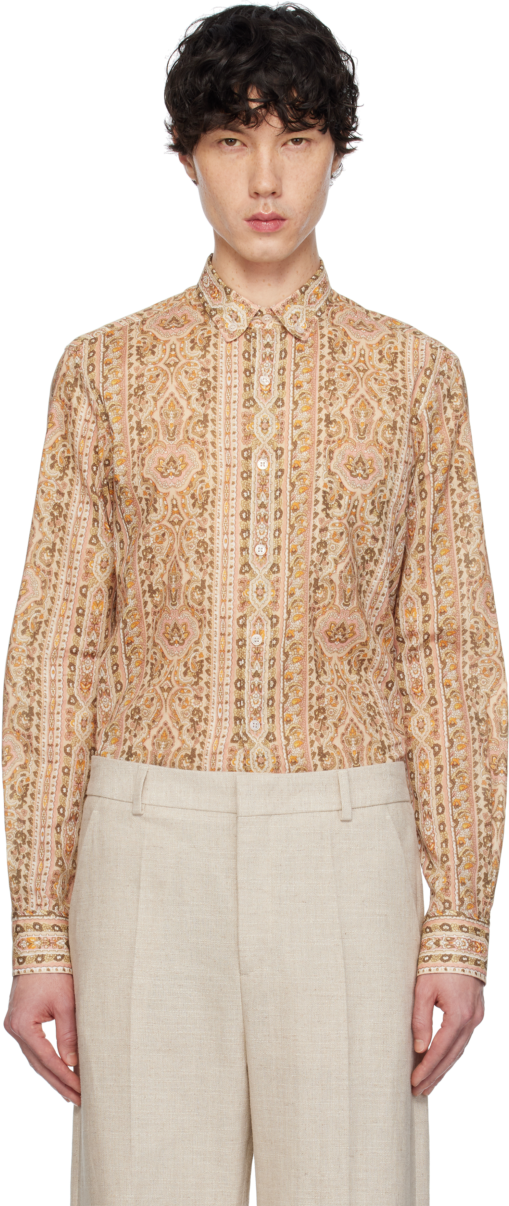 Beige Voyage Imaginaire Muslin Shirt