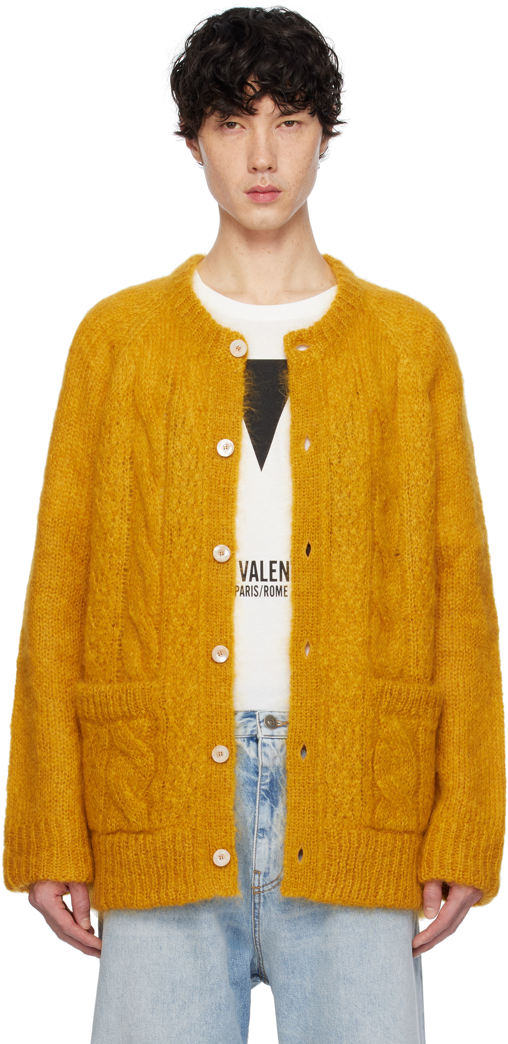 Yellow Mohair Cardigan