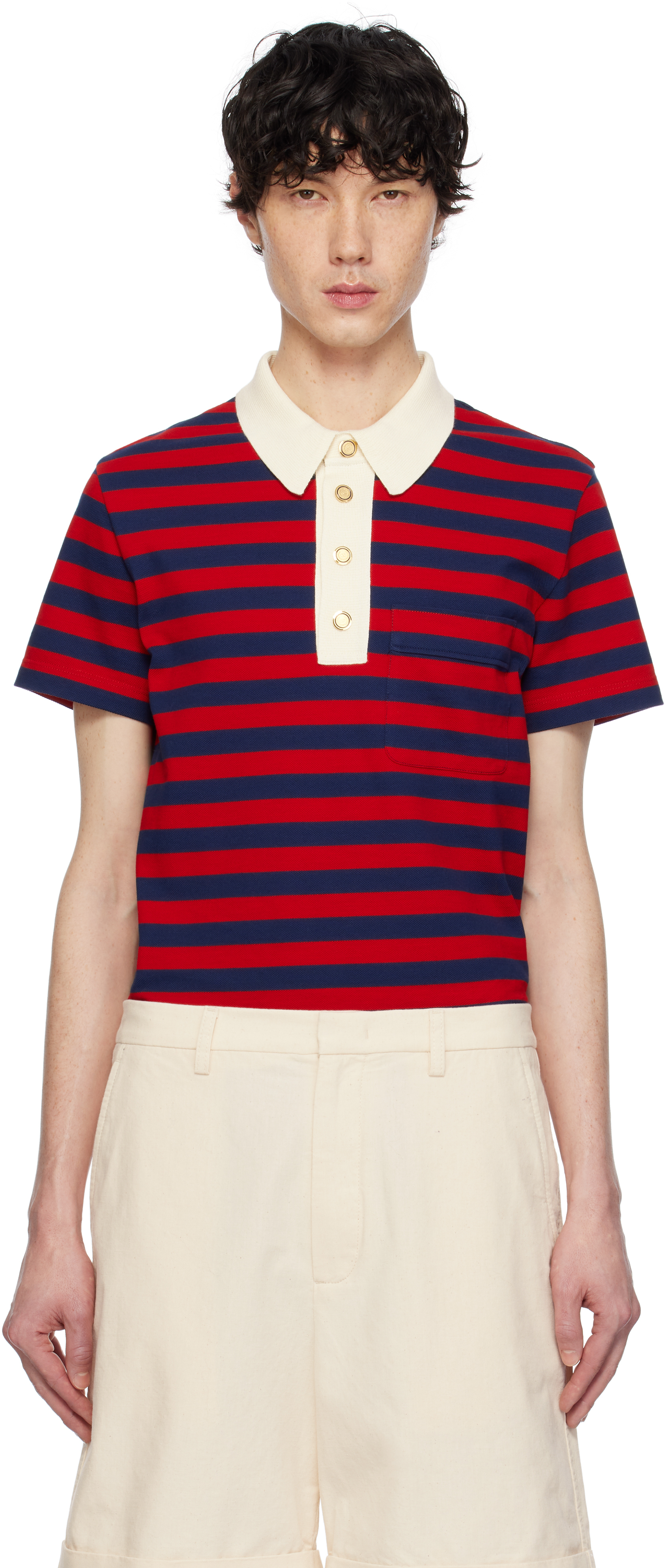 Red & Navy Cotton Polo