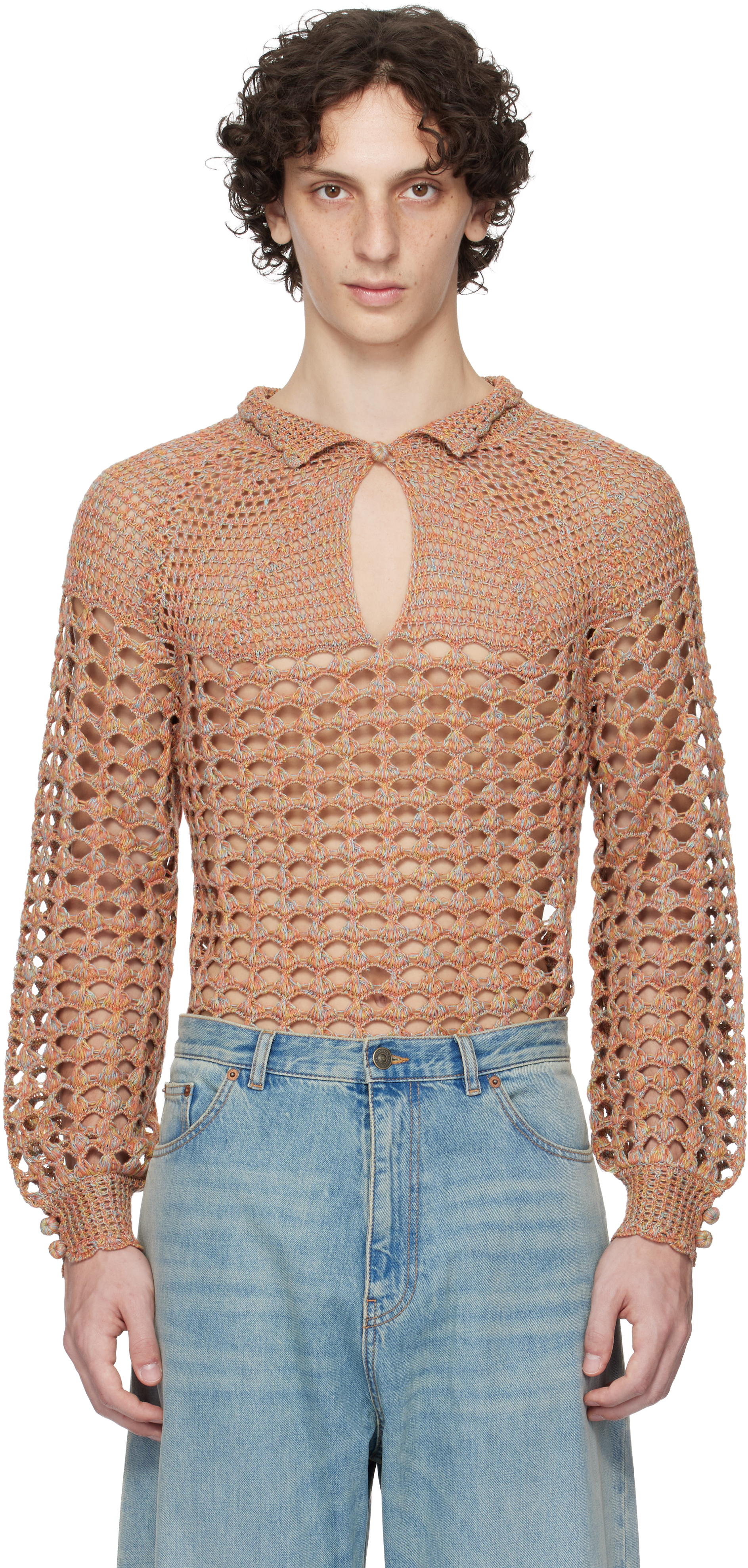 Multicolor Cotton & Mouline Linen Sweater