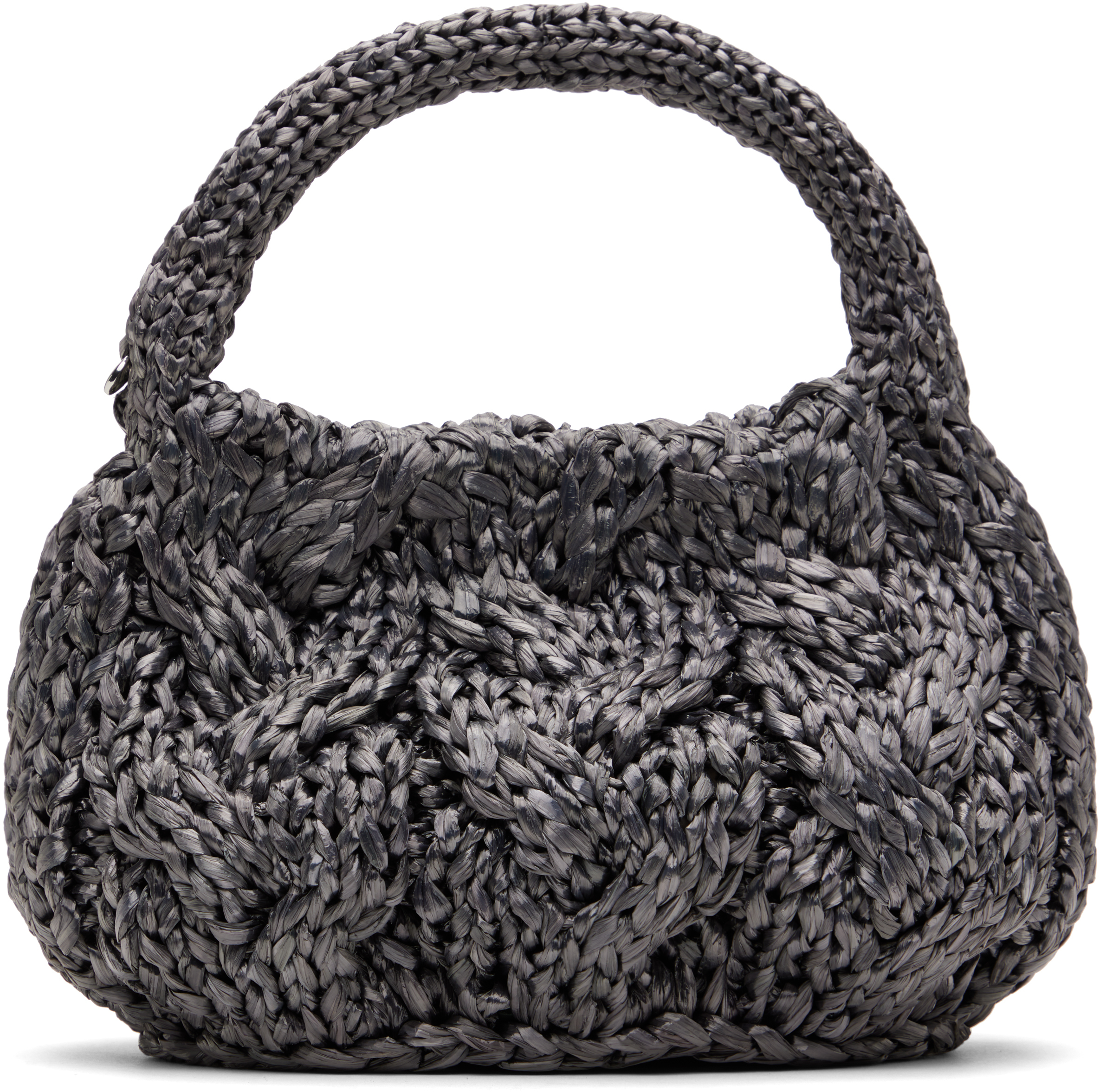 Jw Anderson W Anderson Womens Cable-knit Small Raffia Top-handle Bag Gunmetal In 975 Gunmetal
