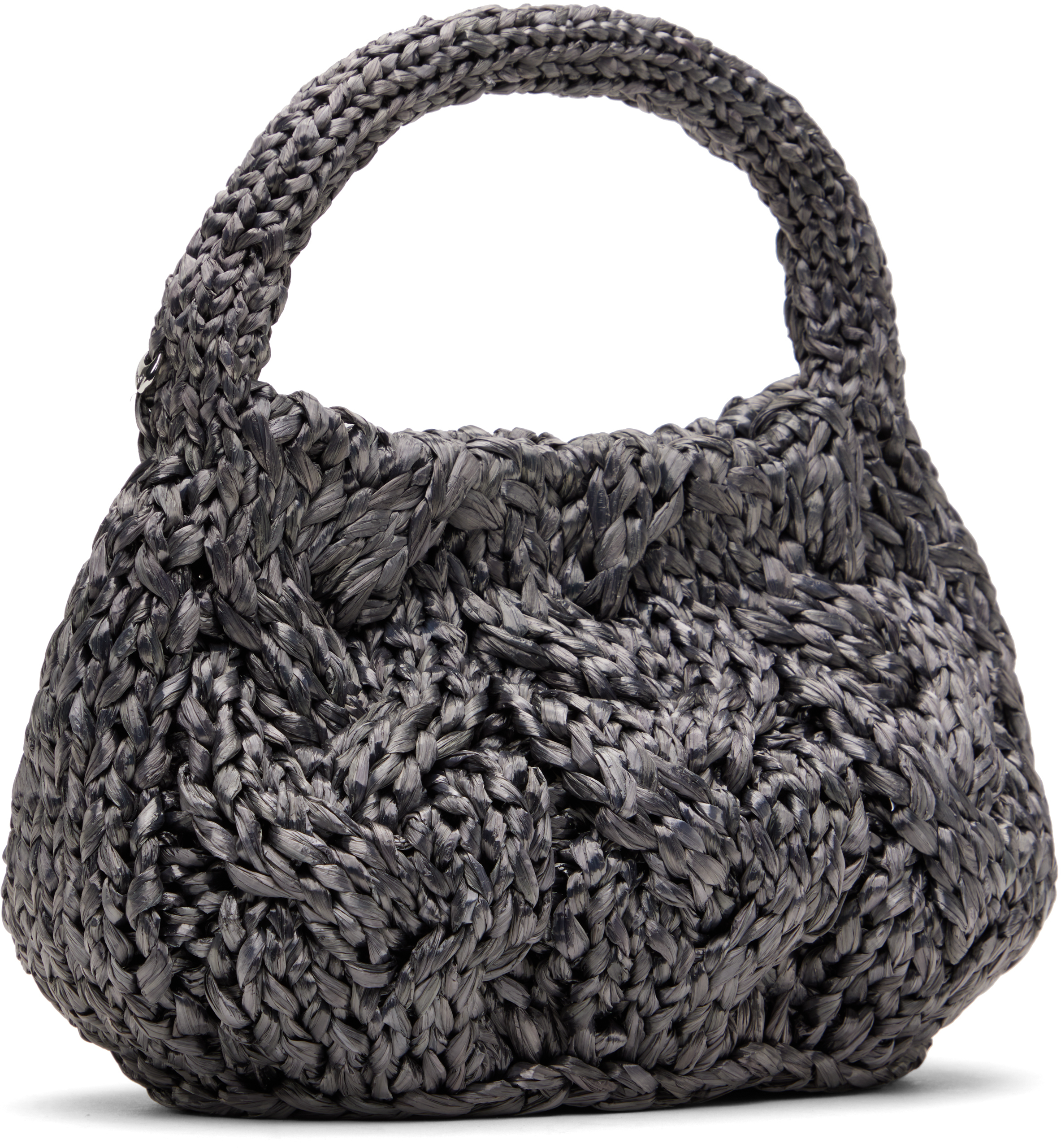 Jw Anderson W Anderson Womens Cable-knit Small Raffia Top-handle Bag Gunmetal In 975 Gunmetal