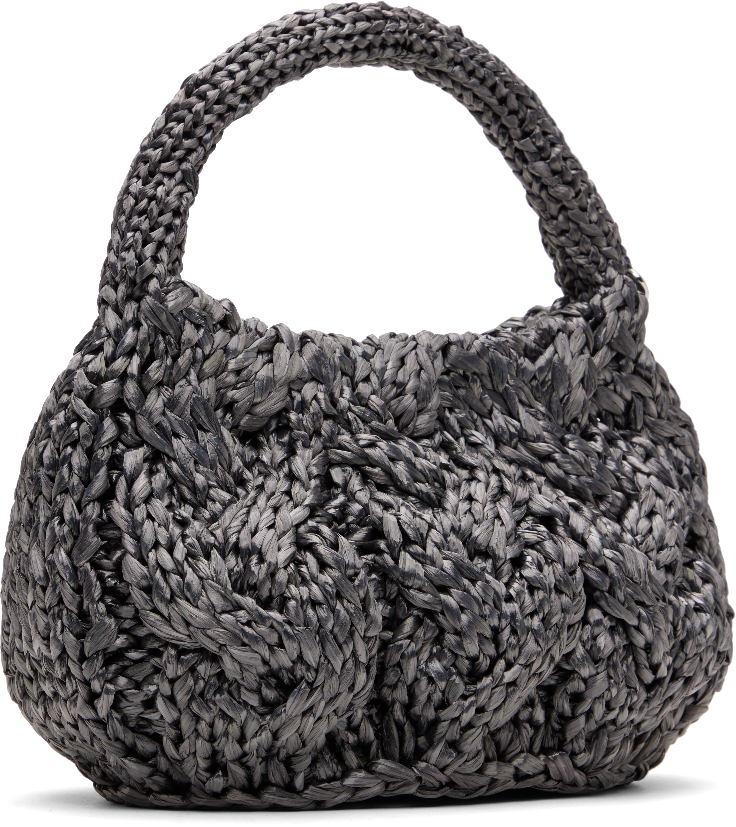Jw Anderson W Anderson Womens Cable-knit Small Raffia Top-handle Bag Gunmetal In 975 Gunmetal