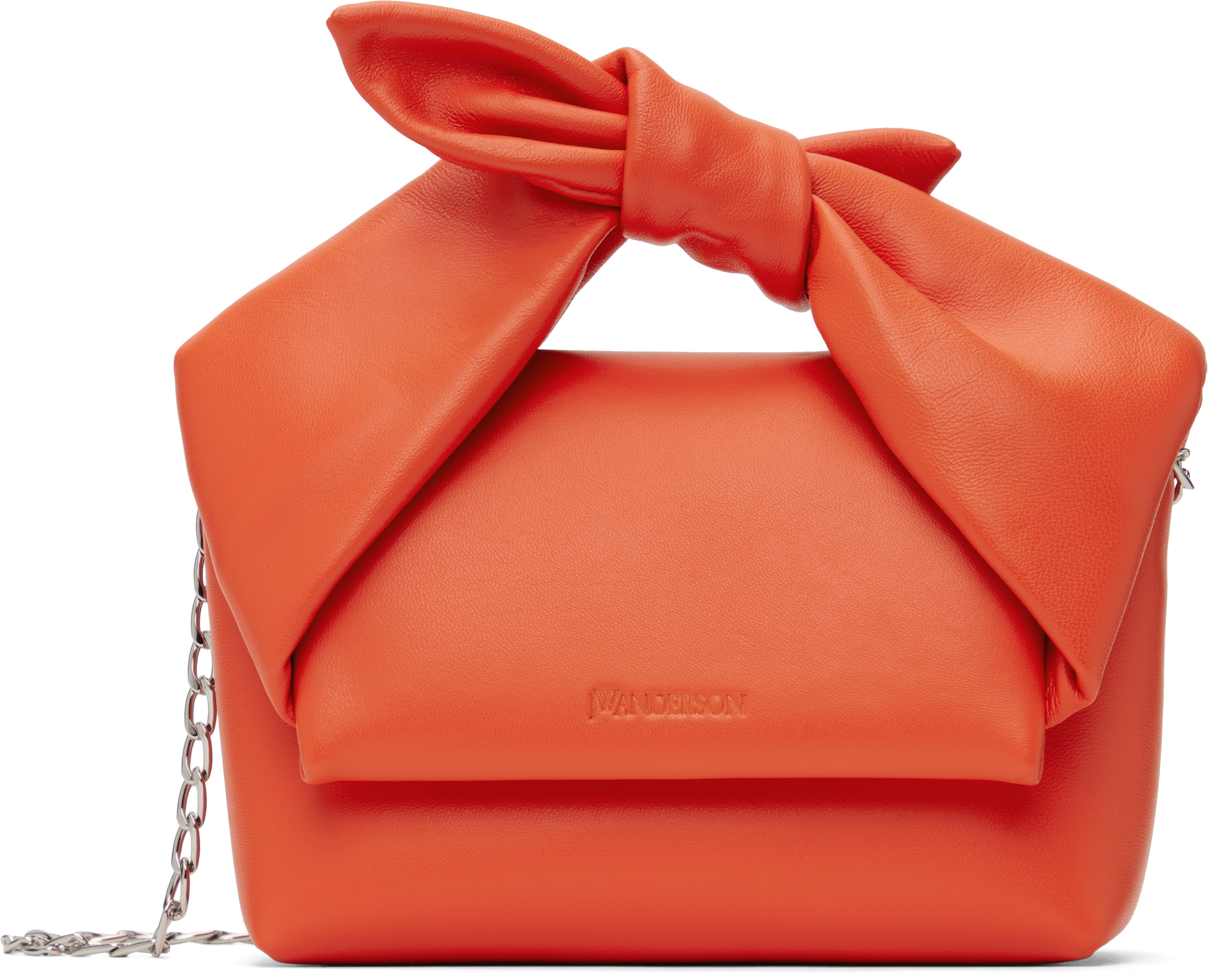 Orange Small Bow Twister Top Handle Bag