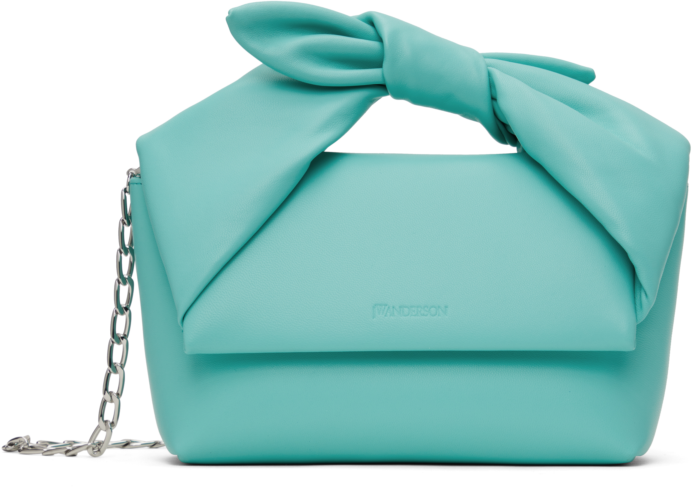 Blue Medium Bow Twister Top Handle Bag