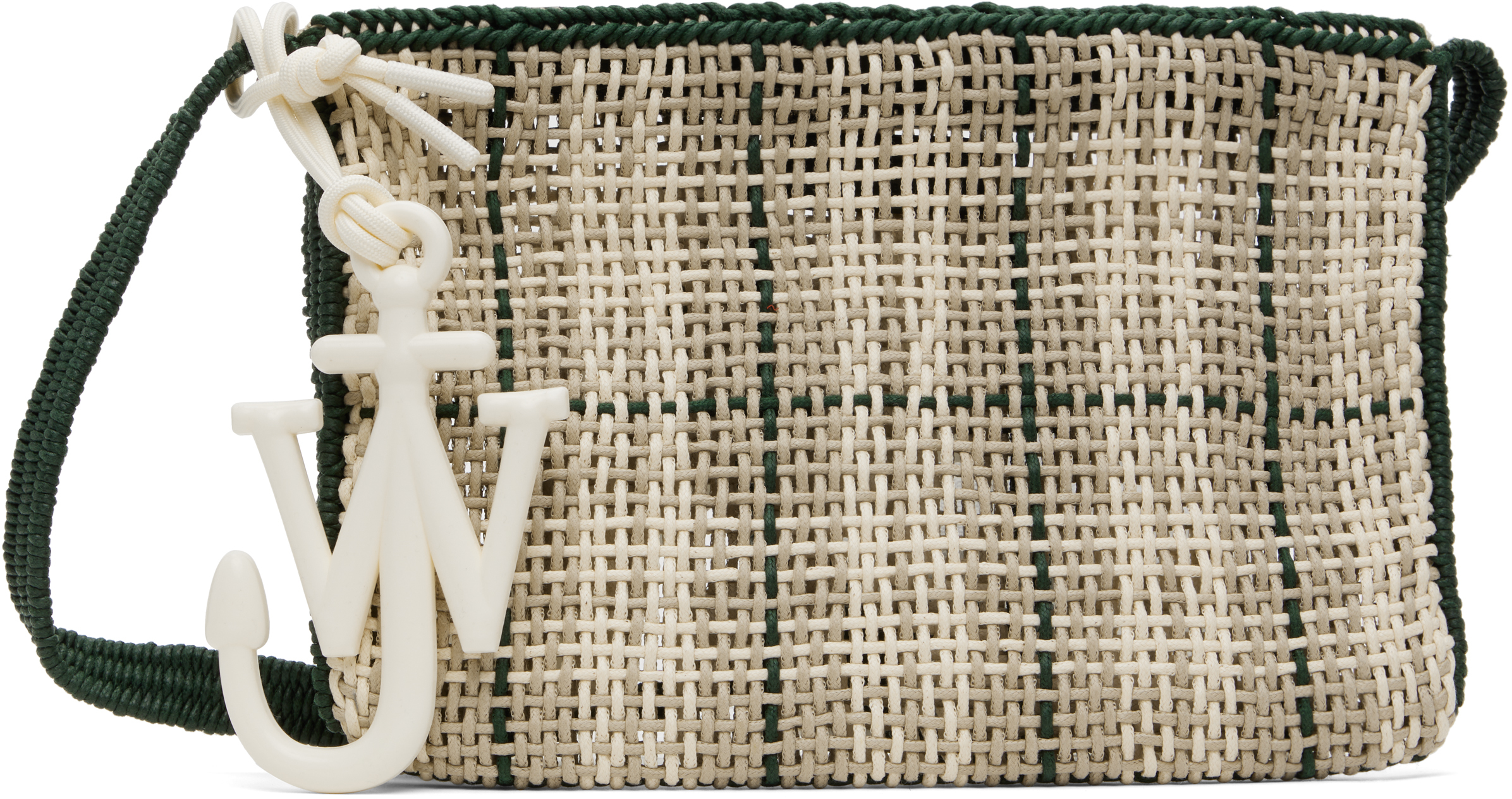 Gray & Green Checked Market Bag