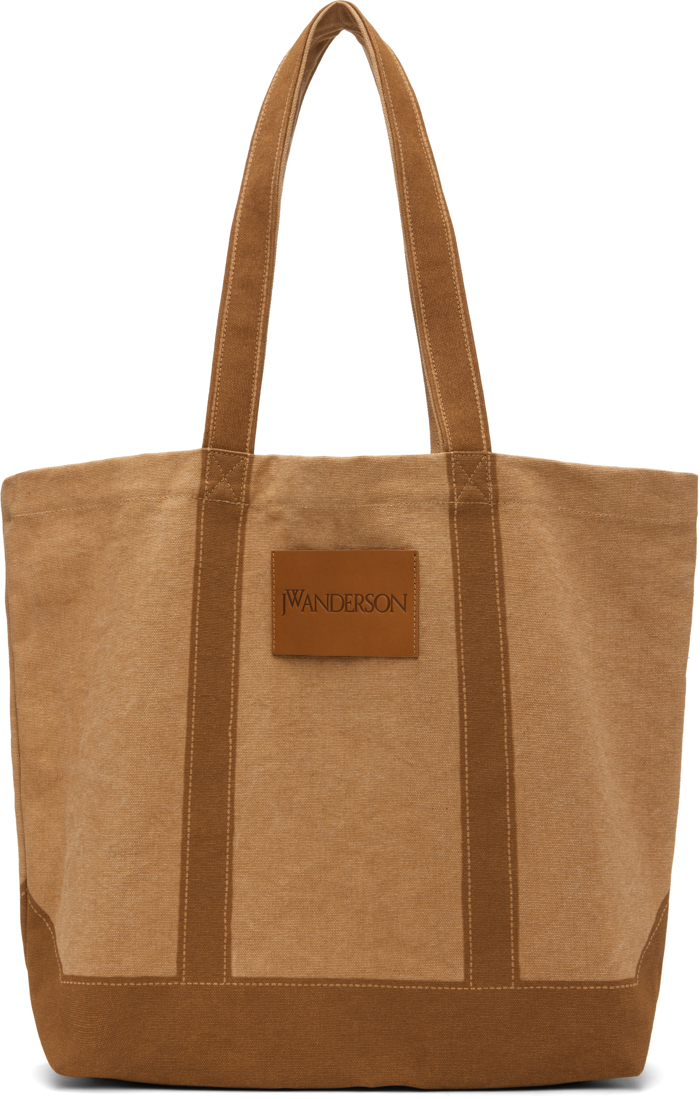 Jw Anderson Brown Canvas Digital Print Tote In 619 Tobacco