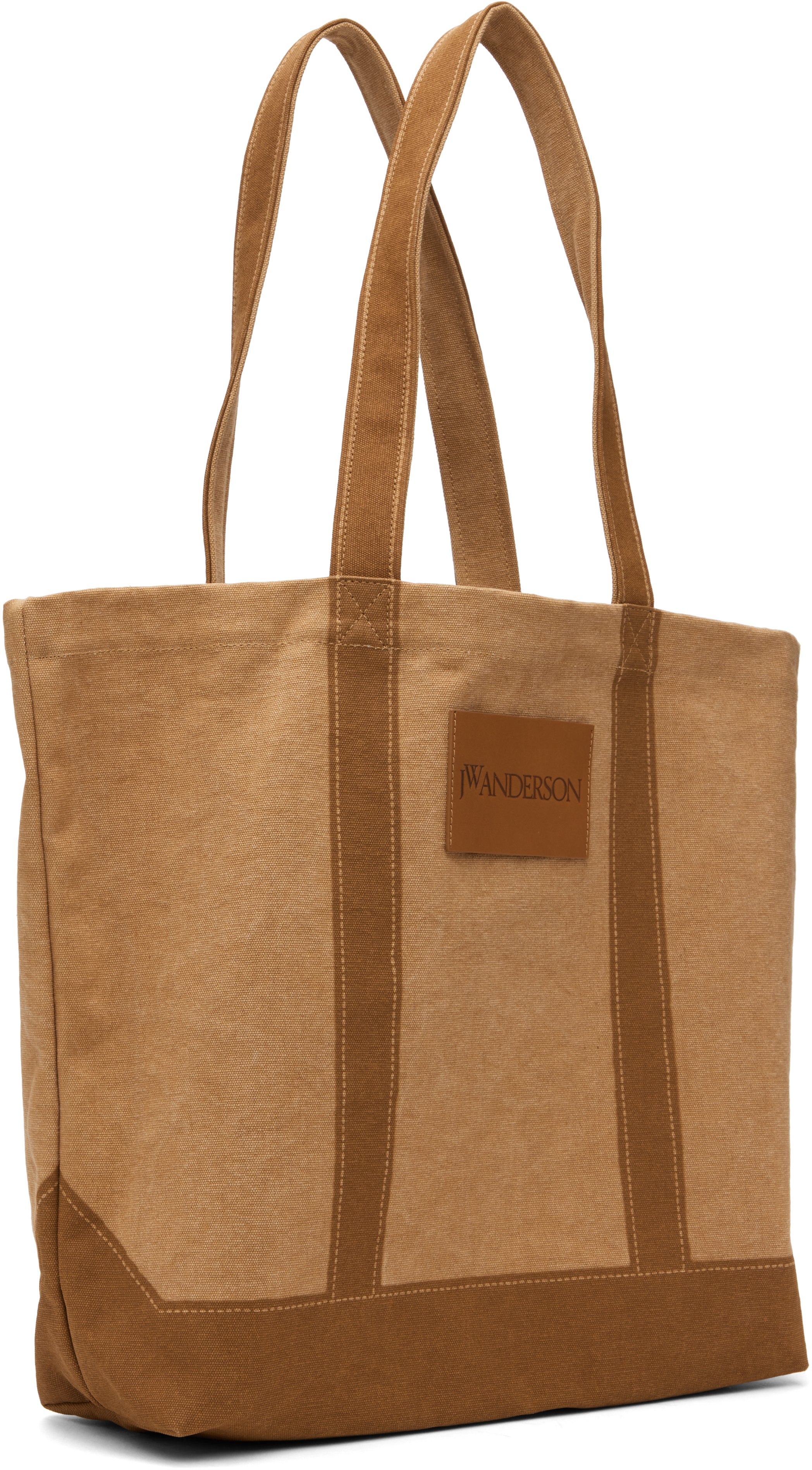 Jw Anderson Brown Canvas Digital Print Tote In 619 Tobacco