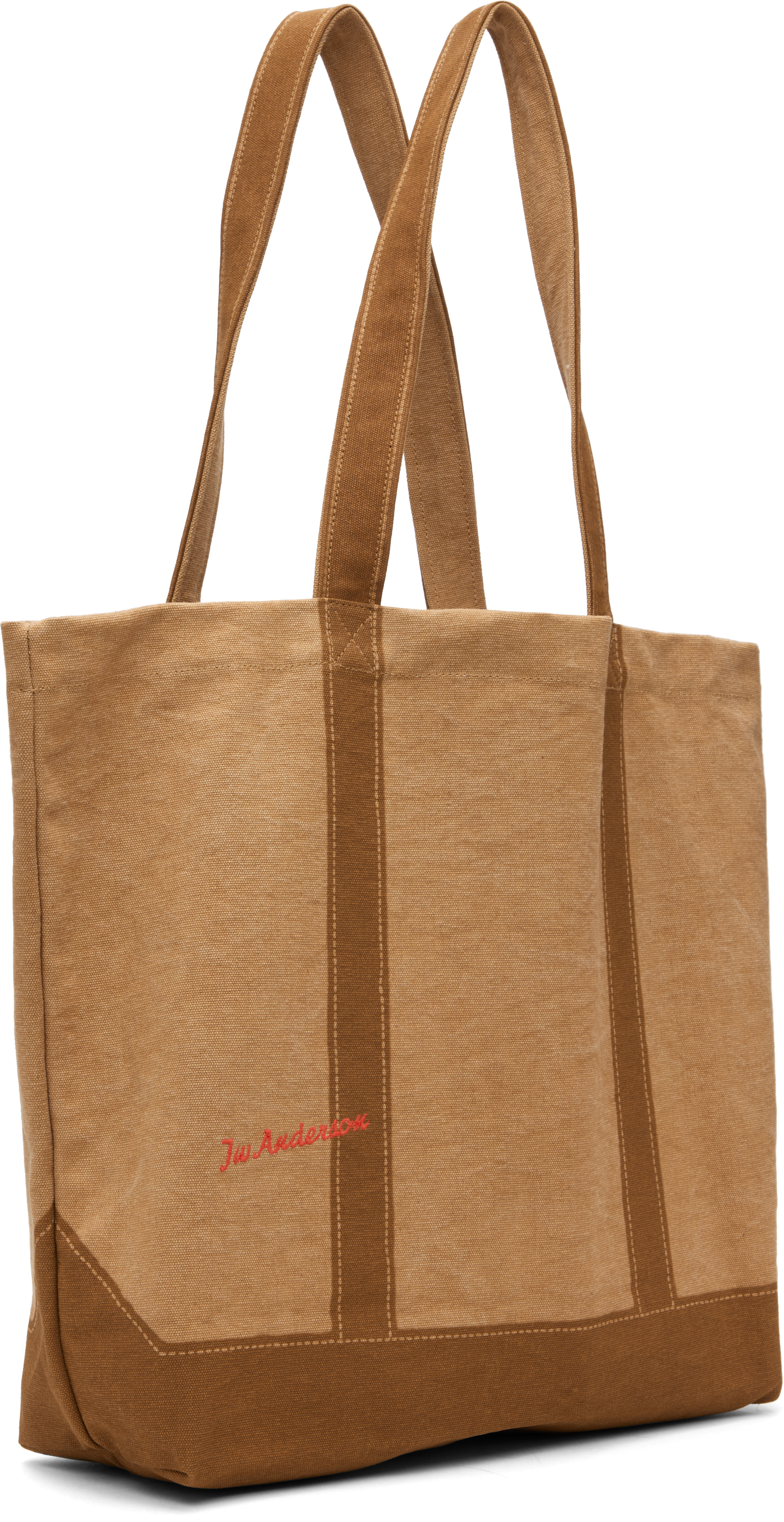 Jw Anderson Brown Canvas Digital Print Tote In 619 Tobacco