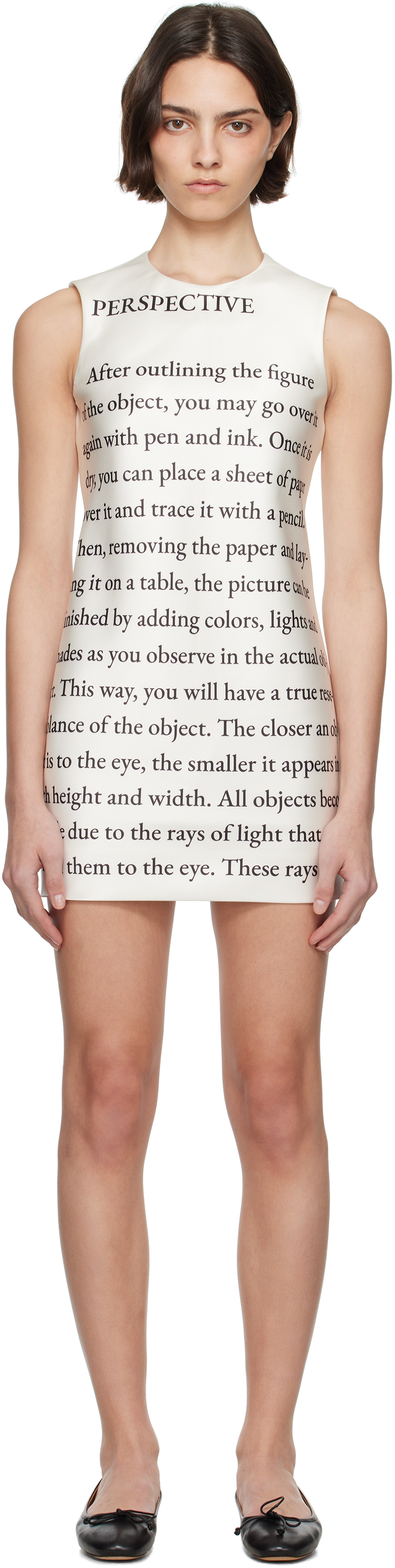Off-White Text Print Shift Minidress