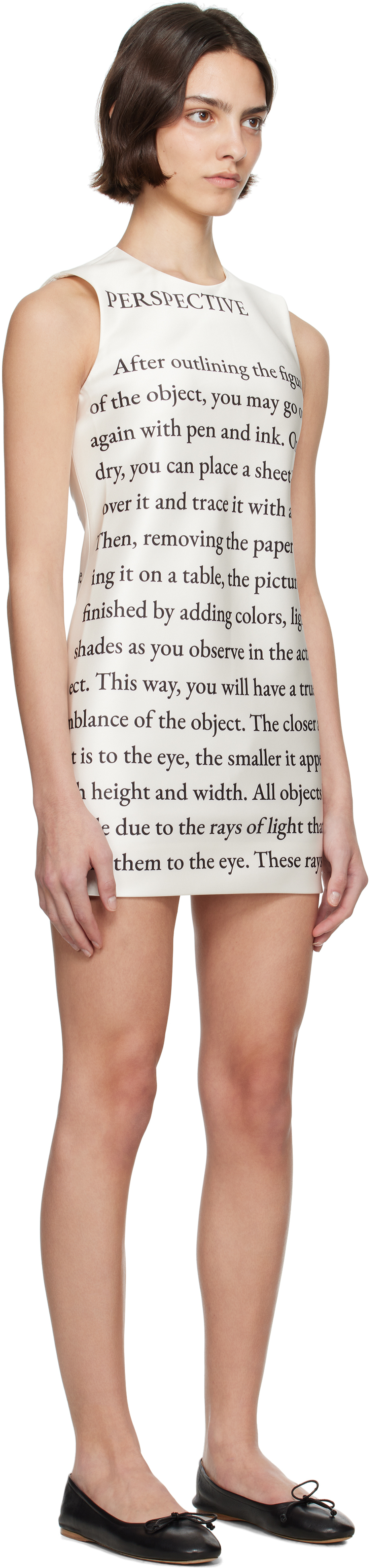 Jw Anderson Off-white Text Print Shift Minidress In 006 Ivory