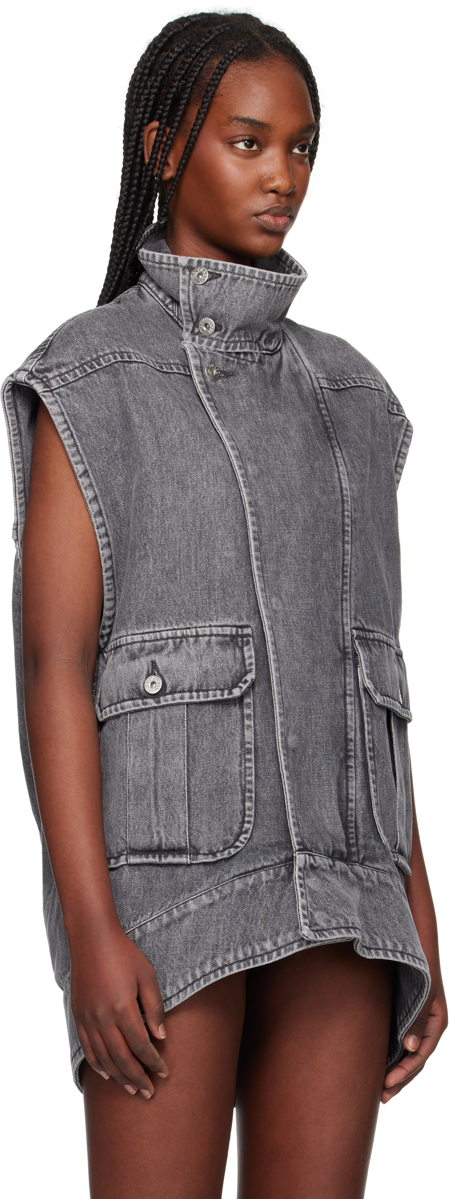 Jw Anderson Oversized Sleeveless High Neck Jacket In 929 Grey