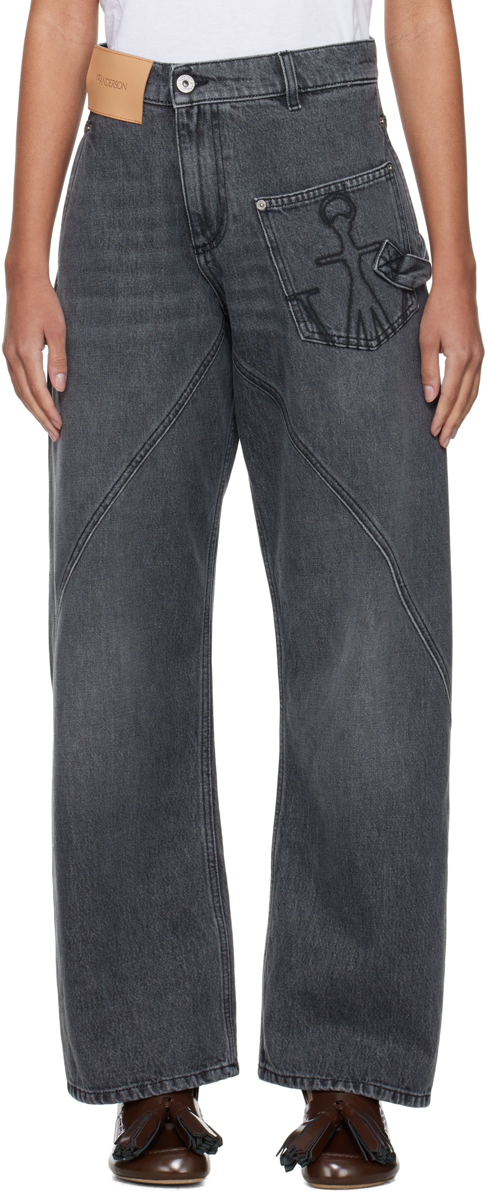 Gray Twisted Workwear Jeans