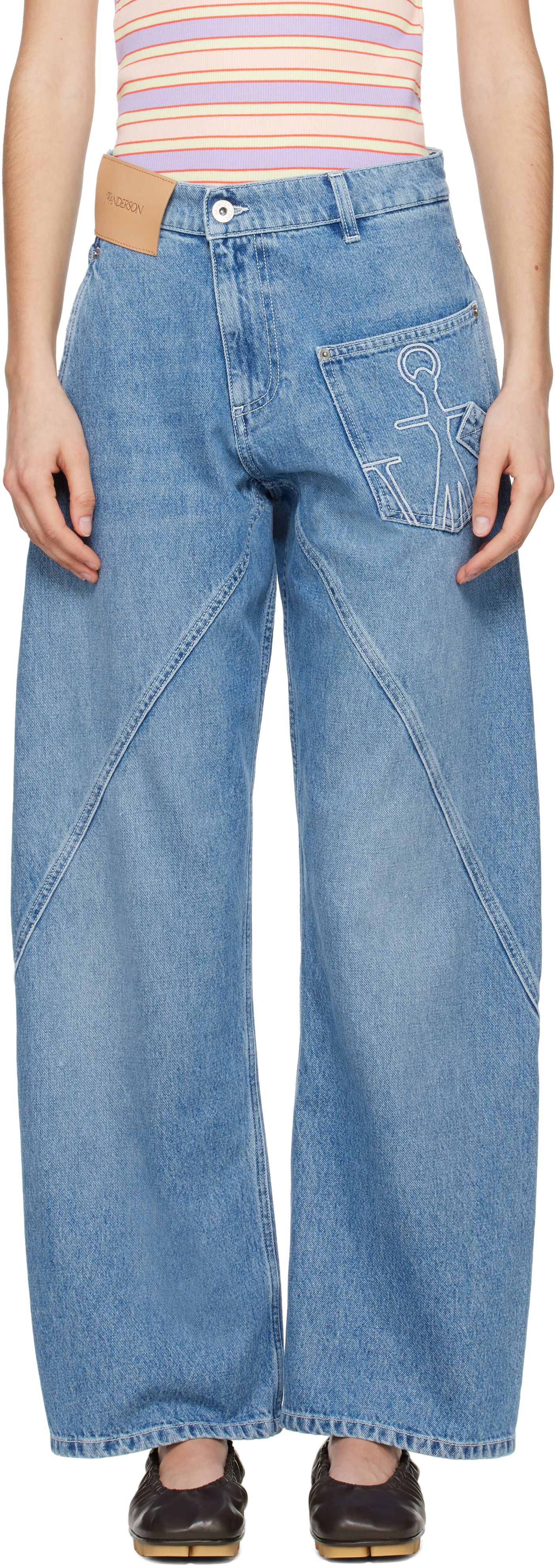 JW Anderson: Blue Twisted Workwear Jeans | SSENSE