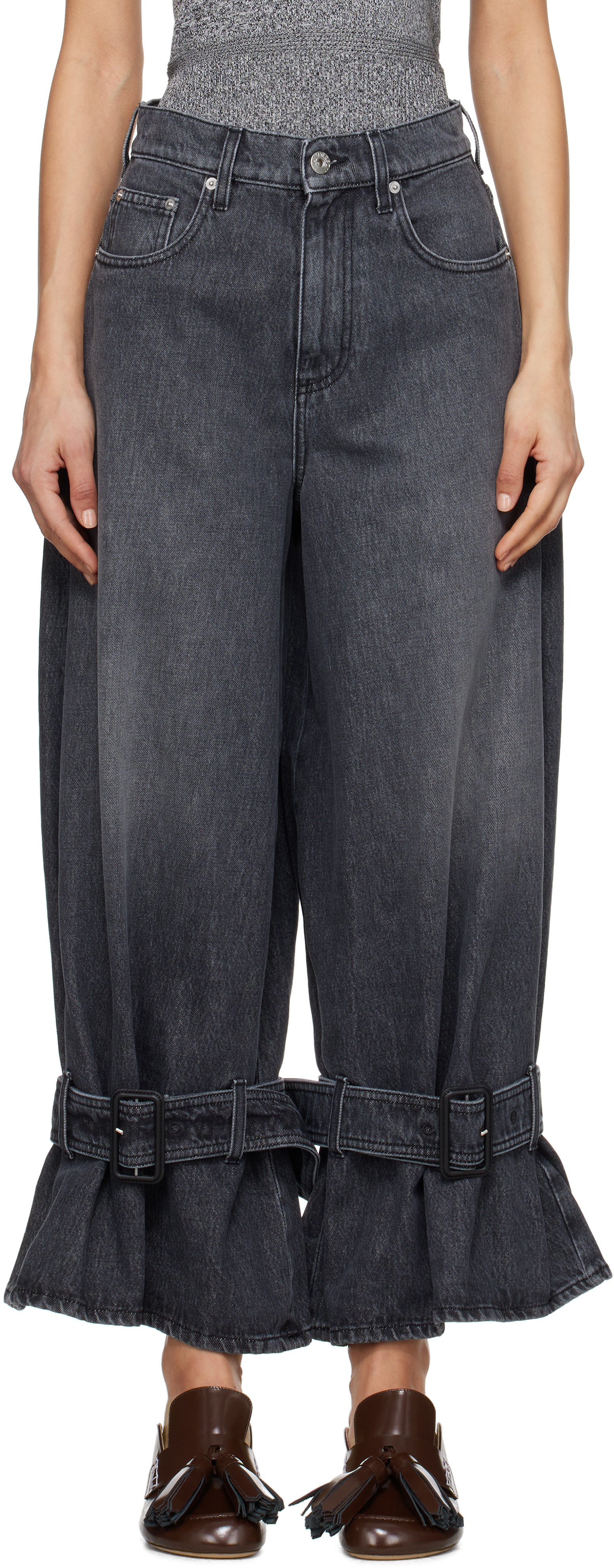 Gray Buckled Cuff Jeans by JW Anderson on Sale