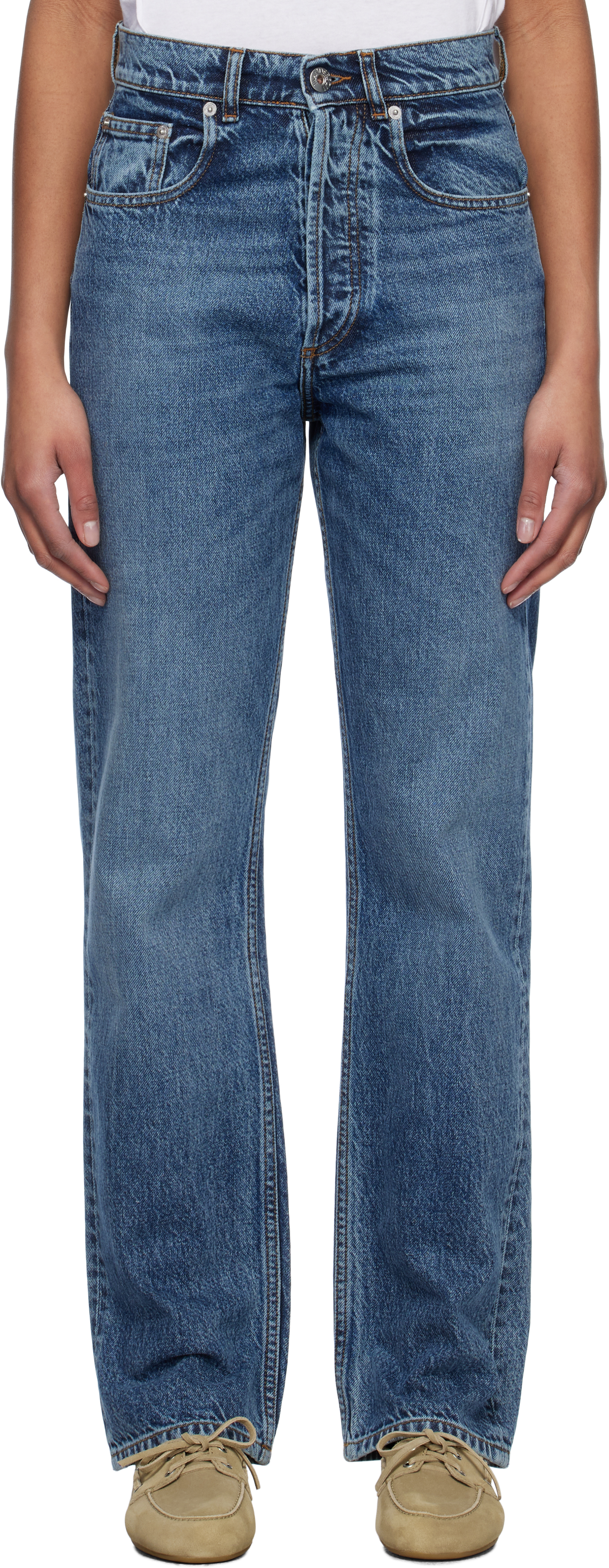 Blue 5 Pocket Straight Leg Jeans