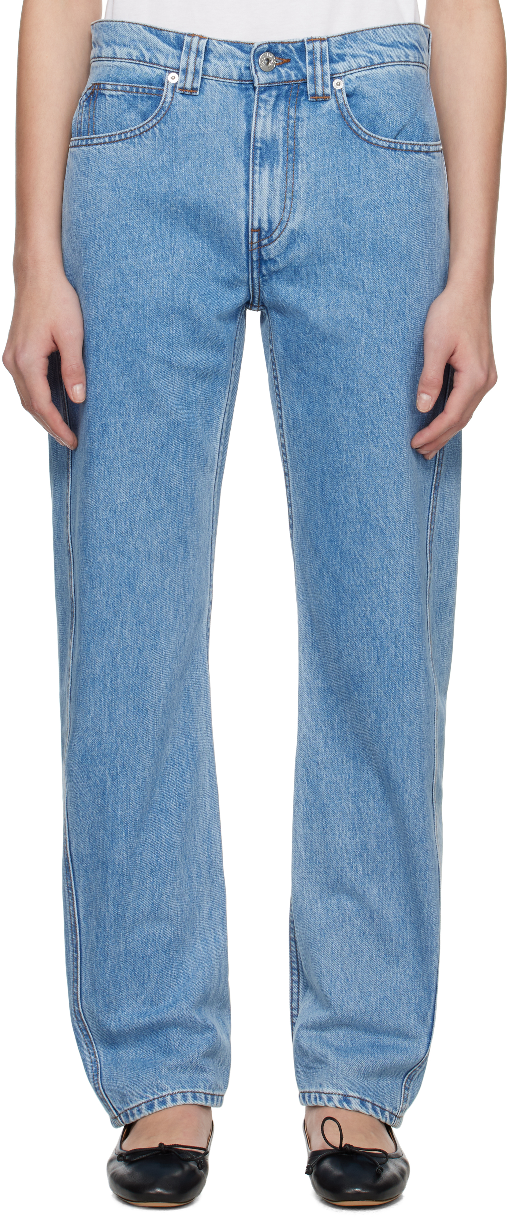 Blue Twisted Slim Leg Denim Jeans