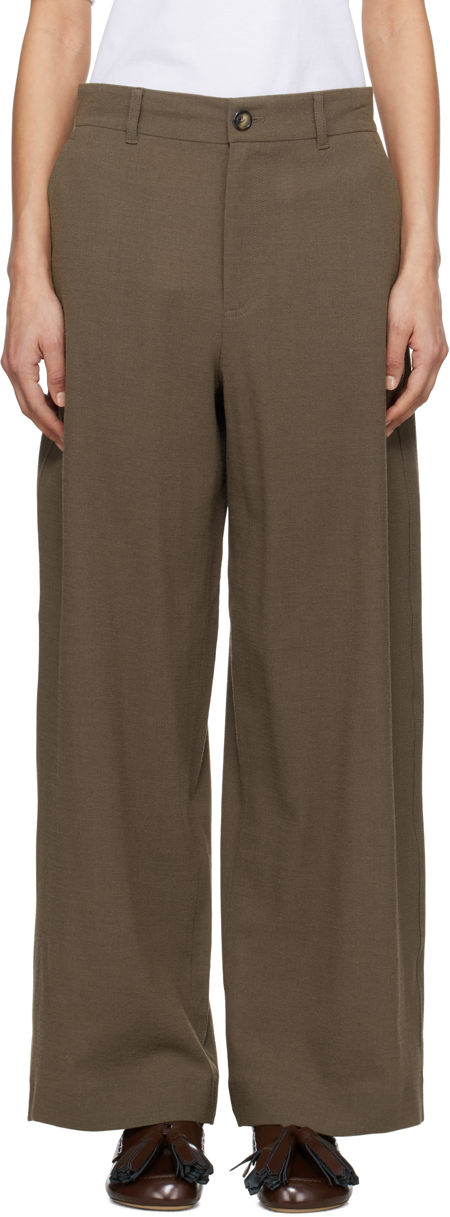 Brown Straight Leg Trousers