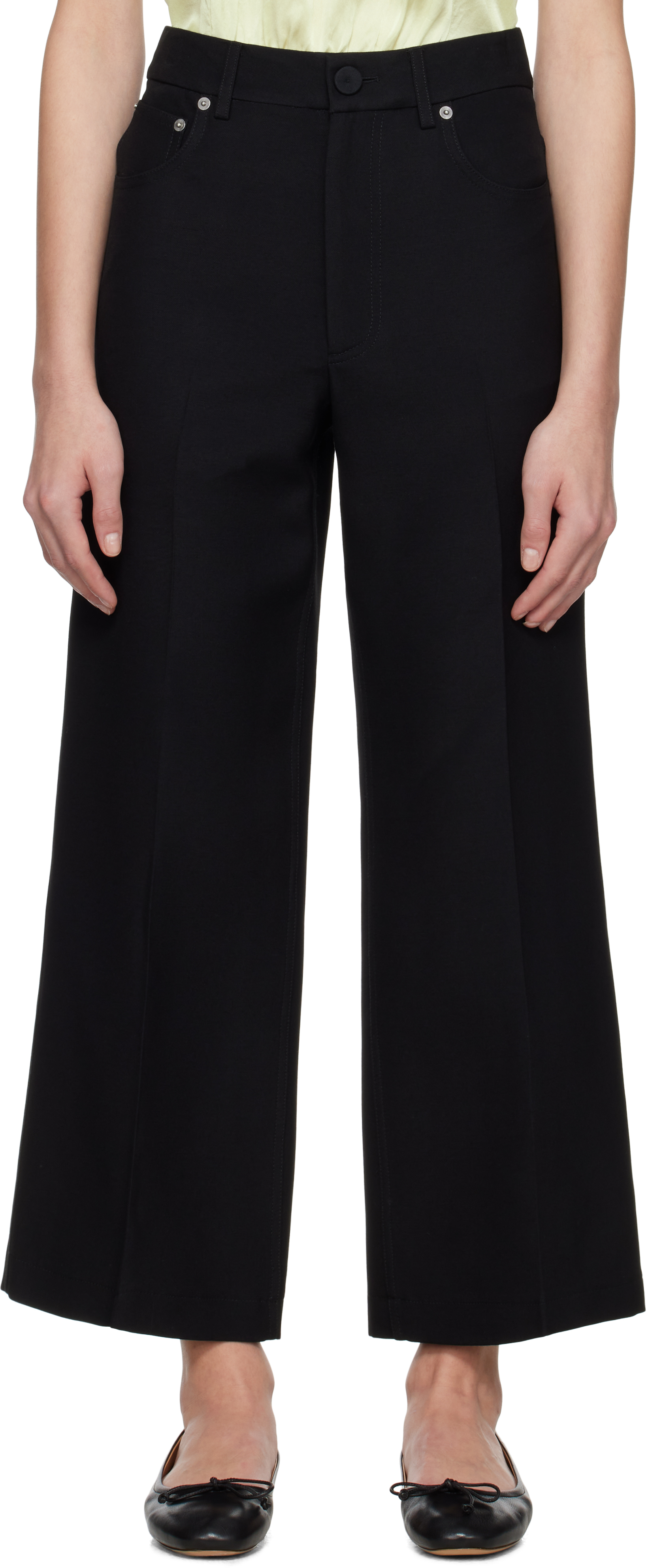 Black Cropped Tailored Trousers