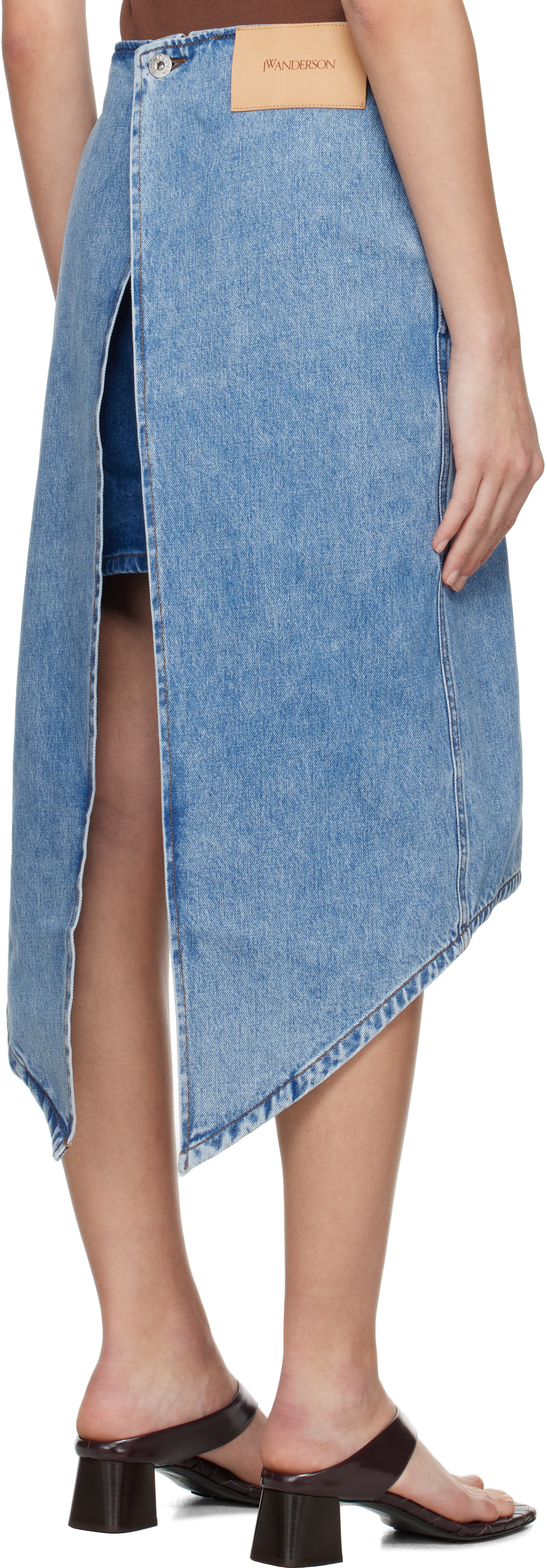 Jw Anderson Women Light Blue Cotton Denim Layered Midi Skirt In 804 Light Blue
