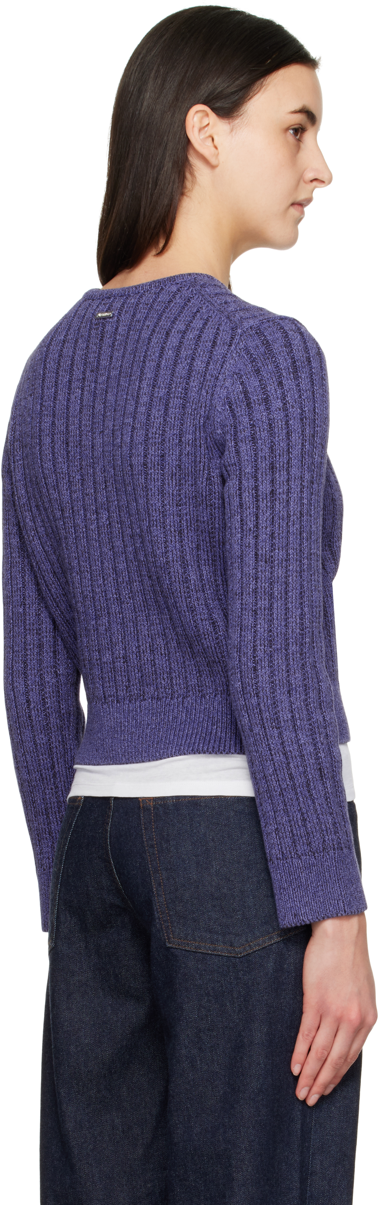Jw Anderson Purple Cropped Buttoned Cardigan In 770 Light Indigo
