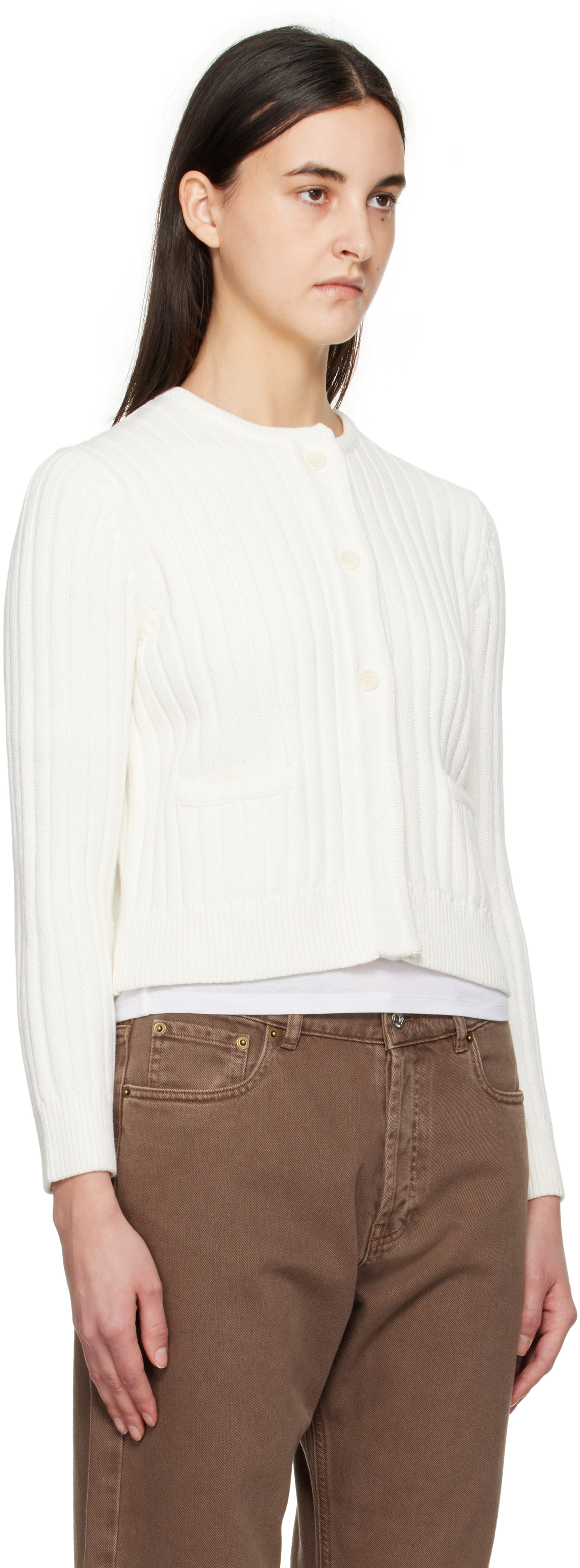 Jw Anderson Cotton Blend Crop Cardigan In 006 Ivory