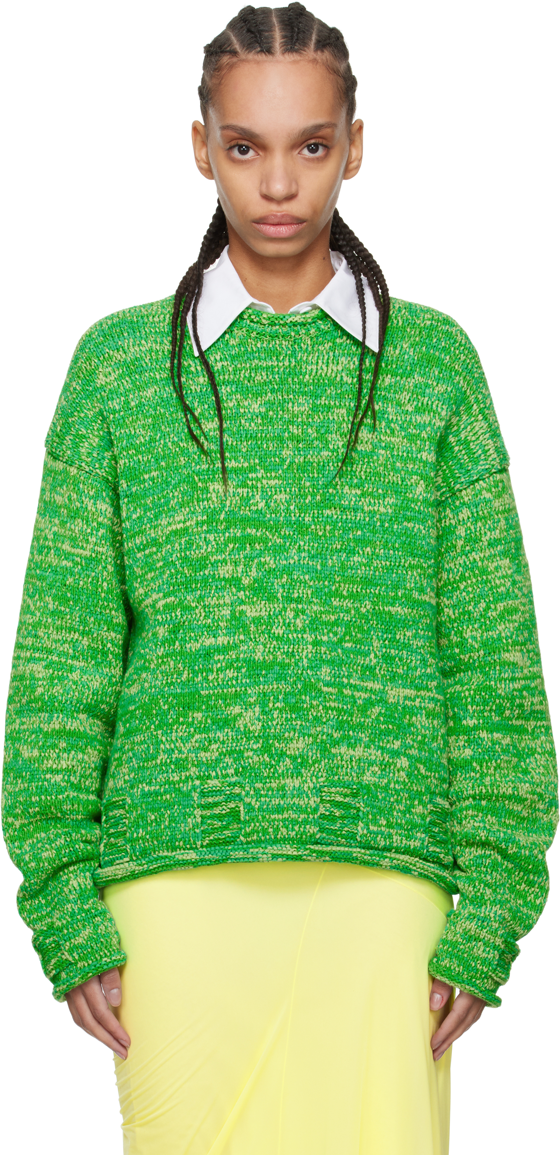 Green Space Dye Crewneck Sweater