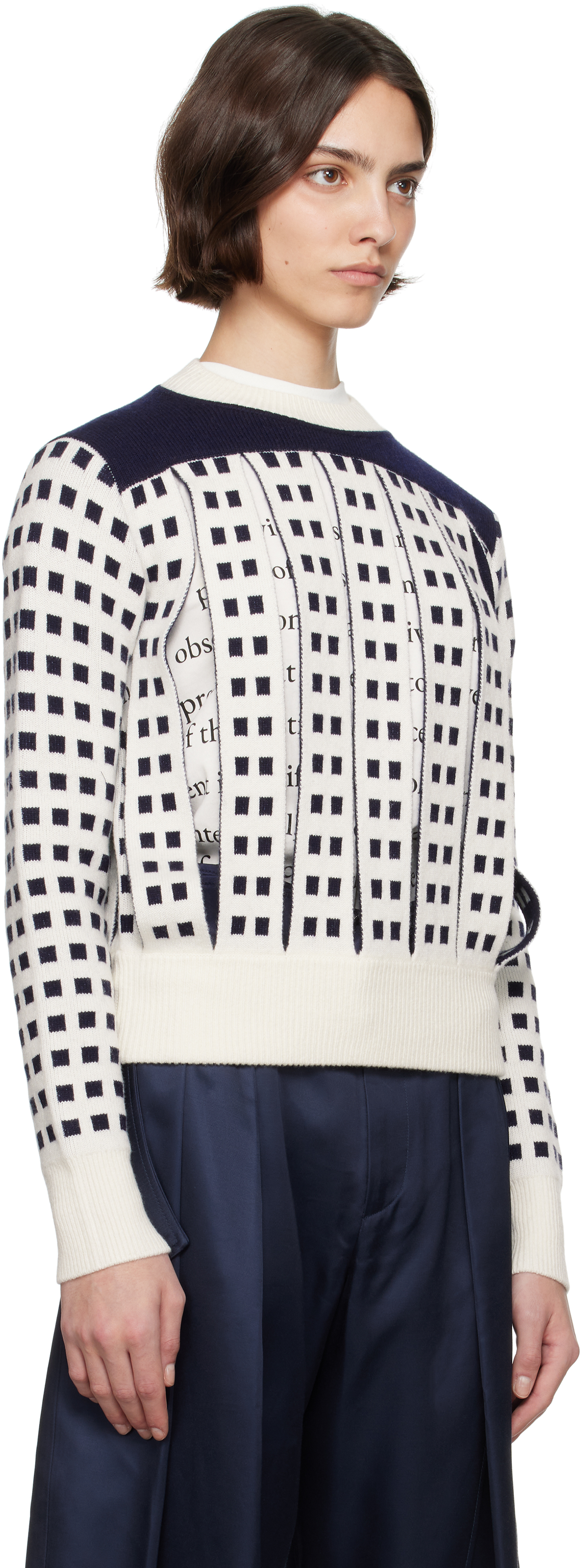 Jw Anderson Geometric Slit Wool-blend Jumper In 002 Off White