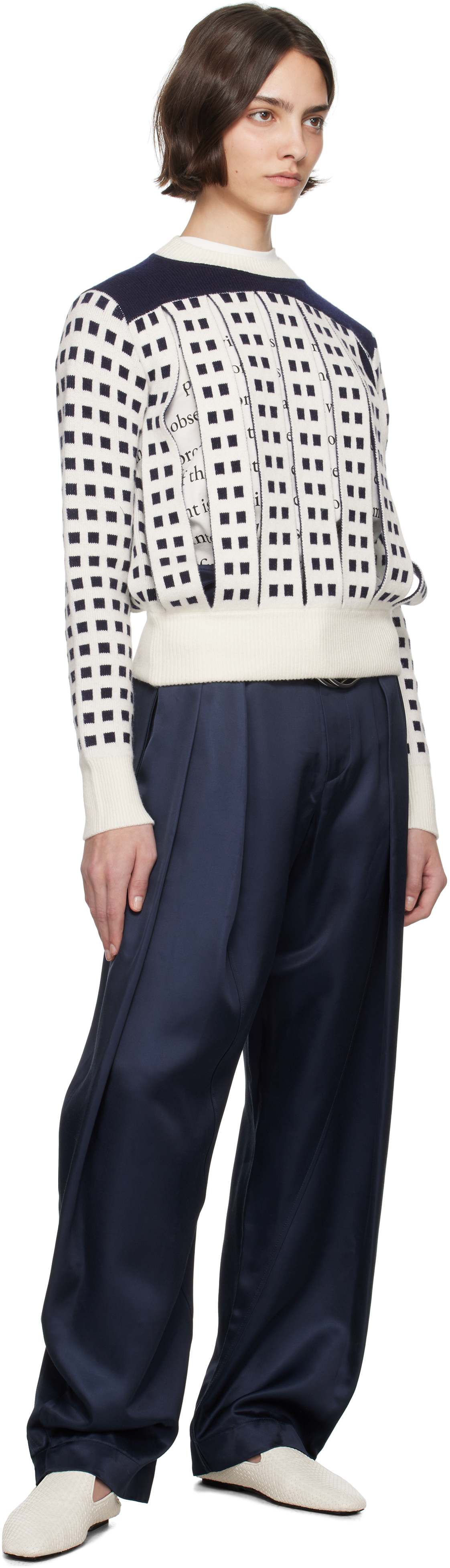 Jw Anderson Geometric Slit Wool-blend Jumper In 002 Off White