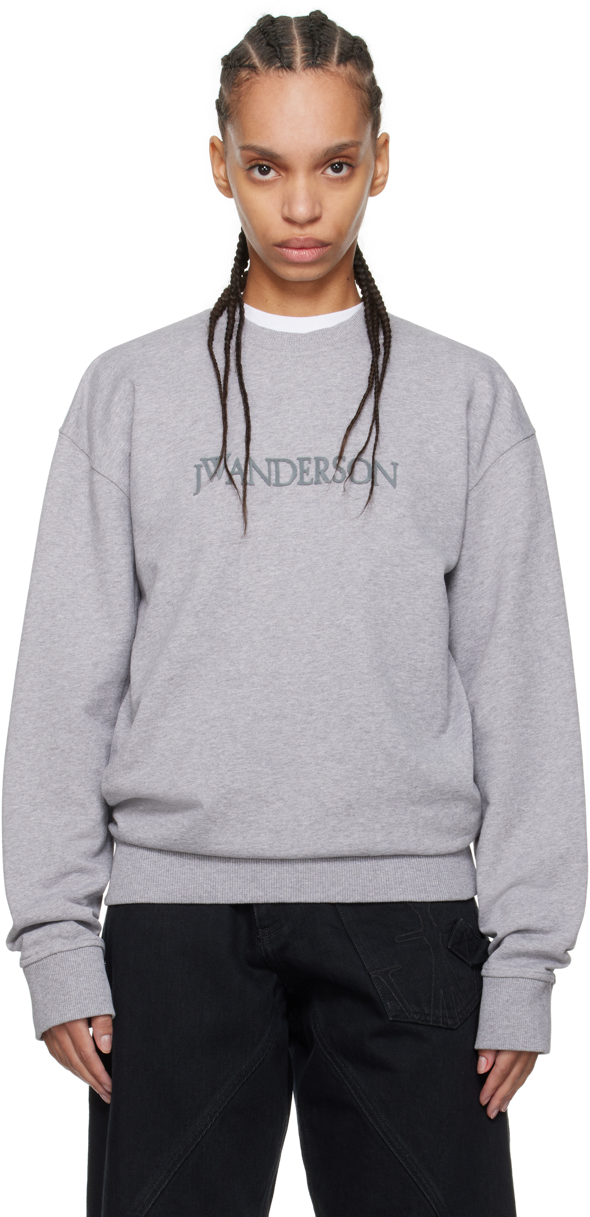 Gray Logo Embroidery Sweatshirt