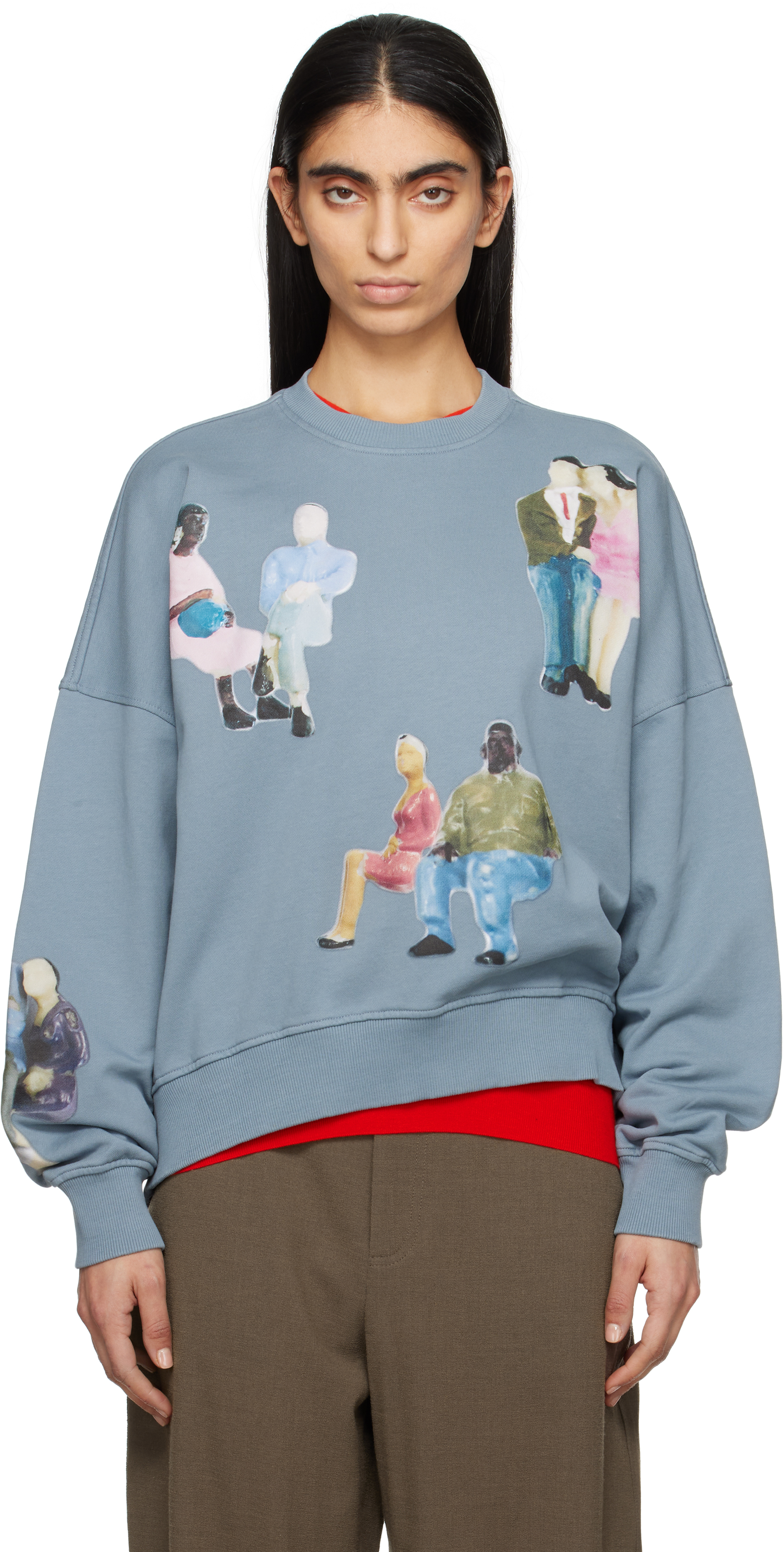 Blue All-Over People Print Sweatshirt