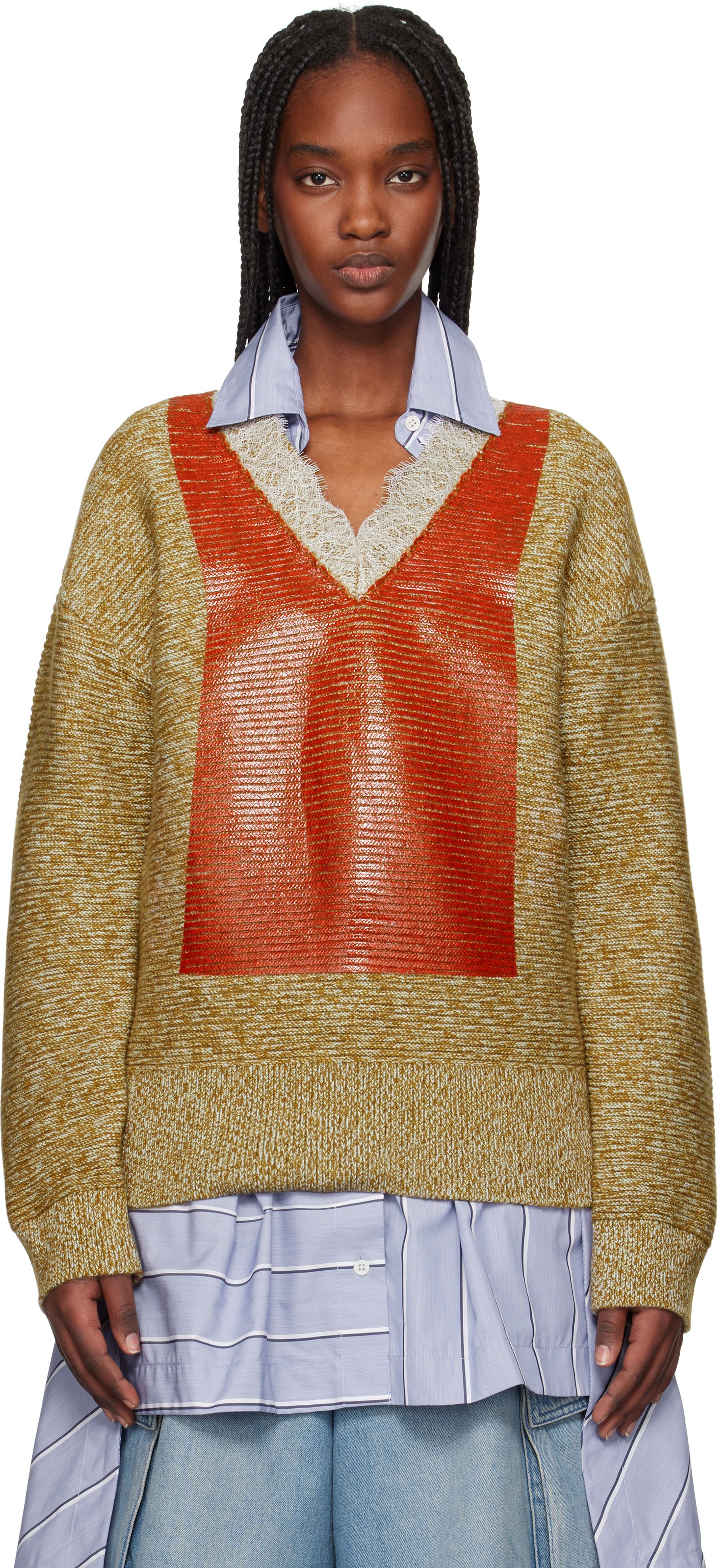 JW ANDERSON フード付きセーター S ベージュ/オレンジ