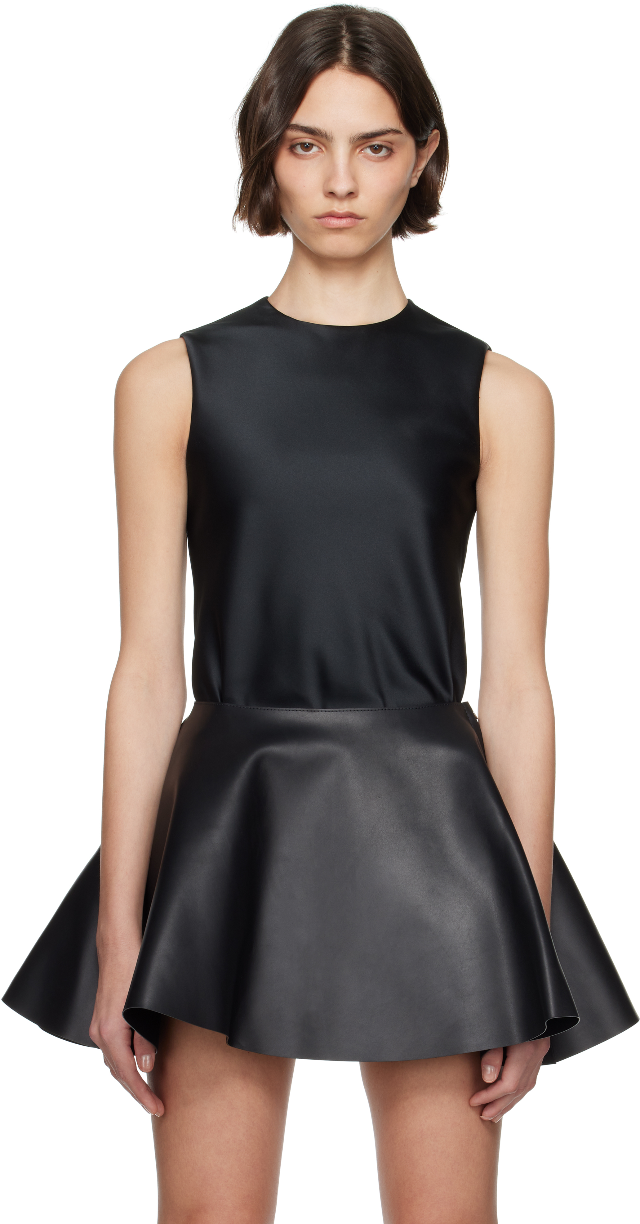 Black Bias Cut Sleeveless Top