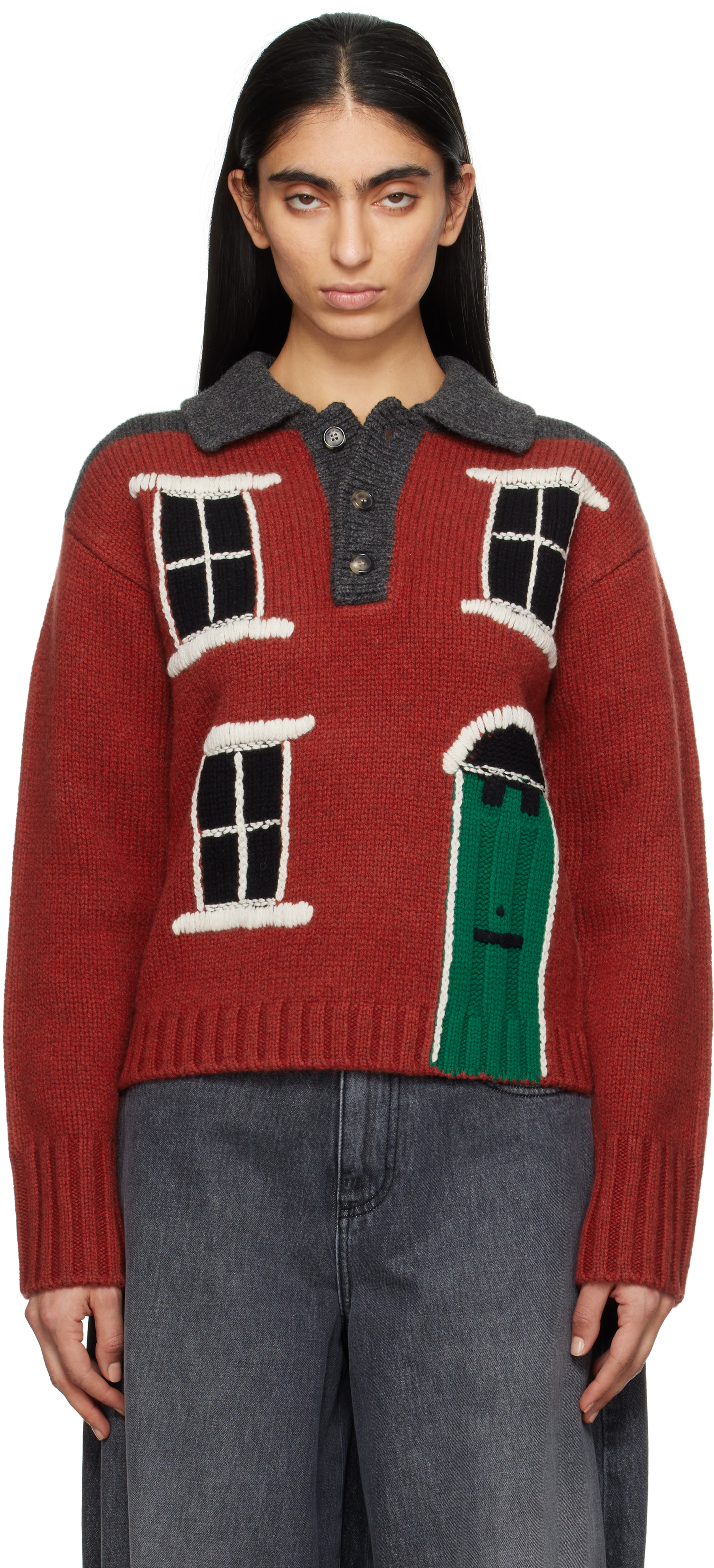 Red House
 Intarsia Polo Sweater