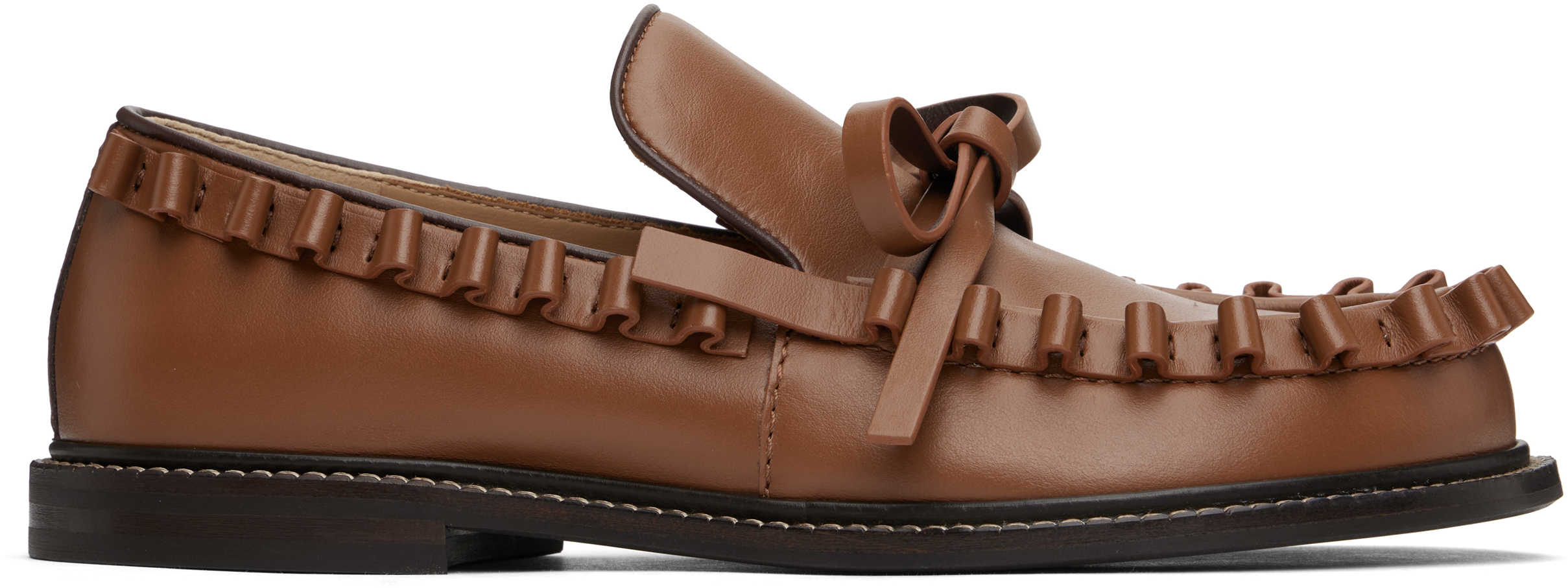 Tan Ruffle Loafers