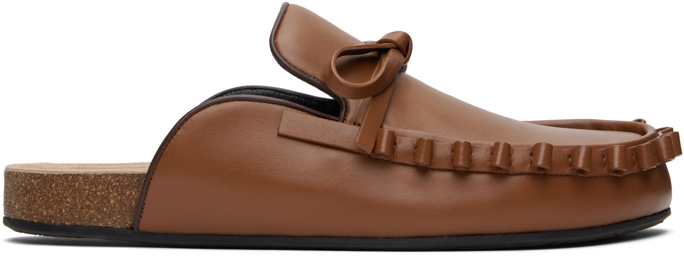 【関税込み】JW Anderson タン Ruffle レザー ミュール Tan Ruffle Loafer Leather Mules by JW Anderson on Sale