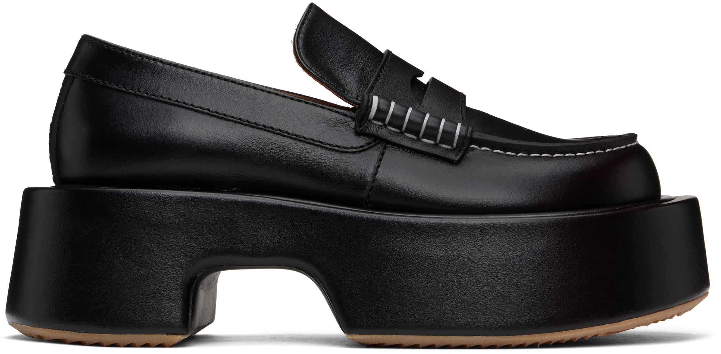 Black Leather Platform Loafers