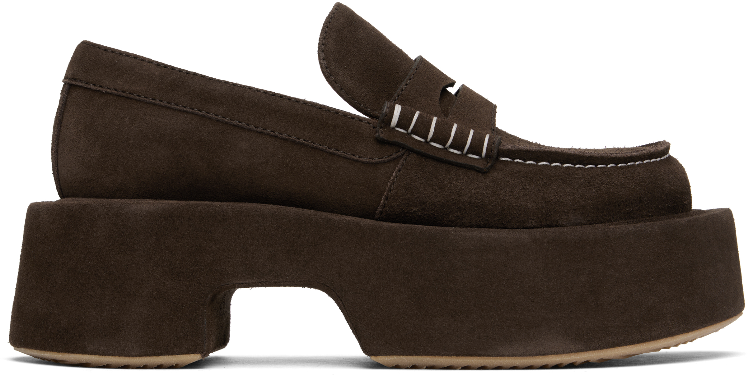 Brown Suede Platform Loafers