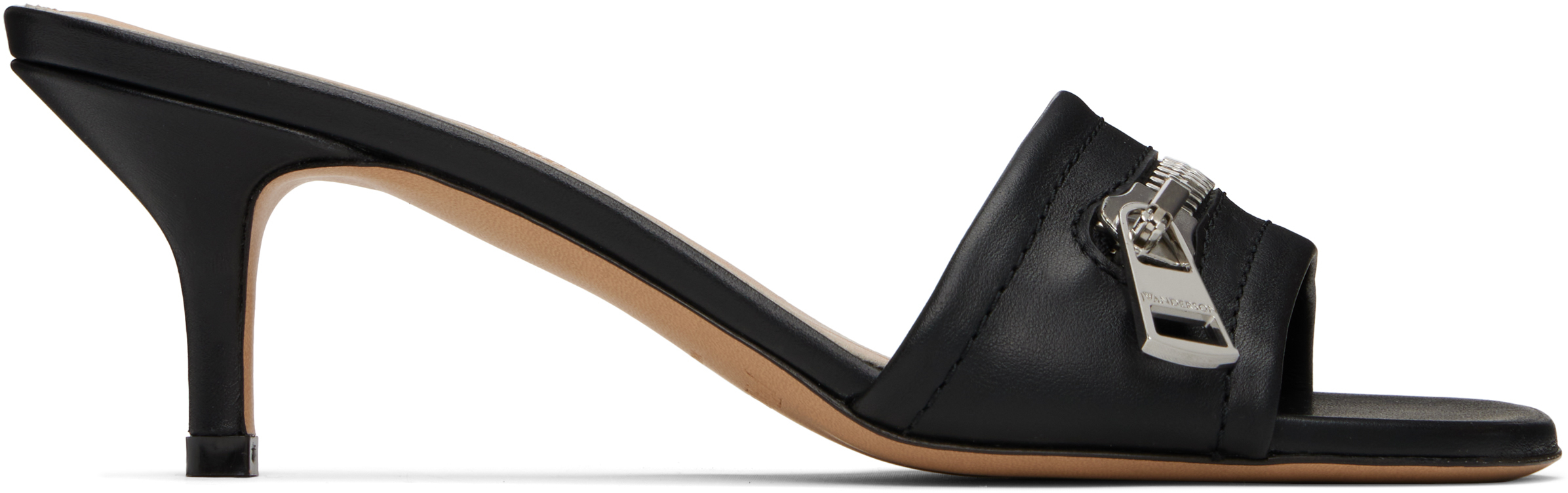Black Leather Biker Heeled Sandals