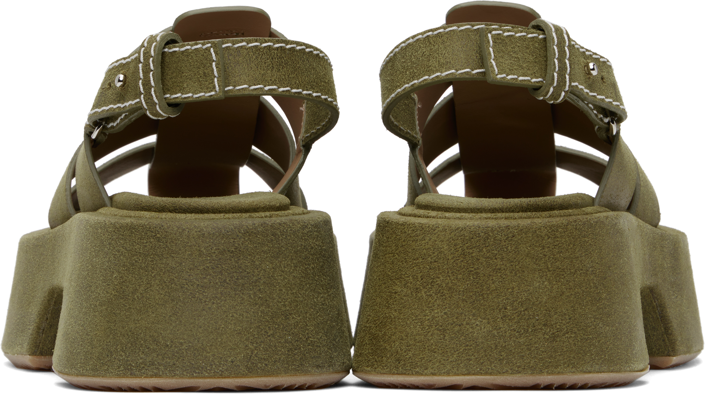 Jw Anderson Green Suede Platform Fisherman Sandals In 526 Lime