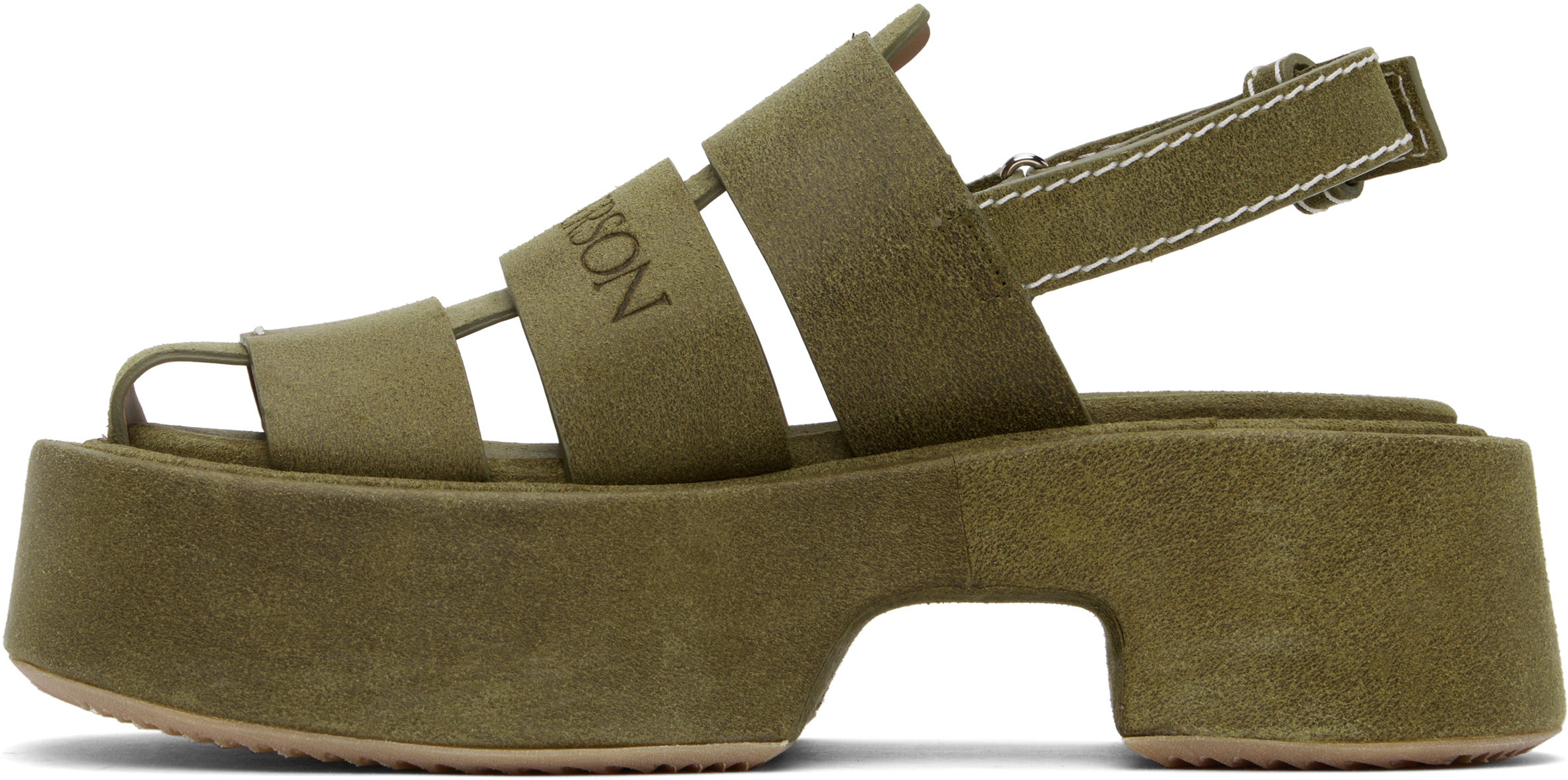 Jw Anderson Green Suede Platform Fisherman Sandals In 526 Lime