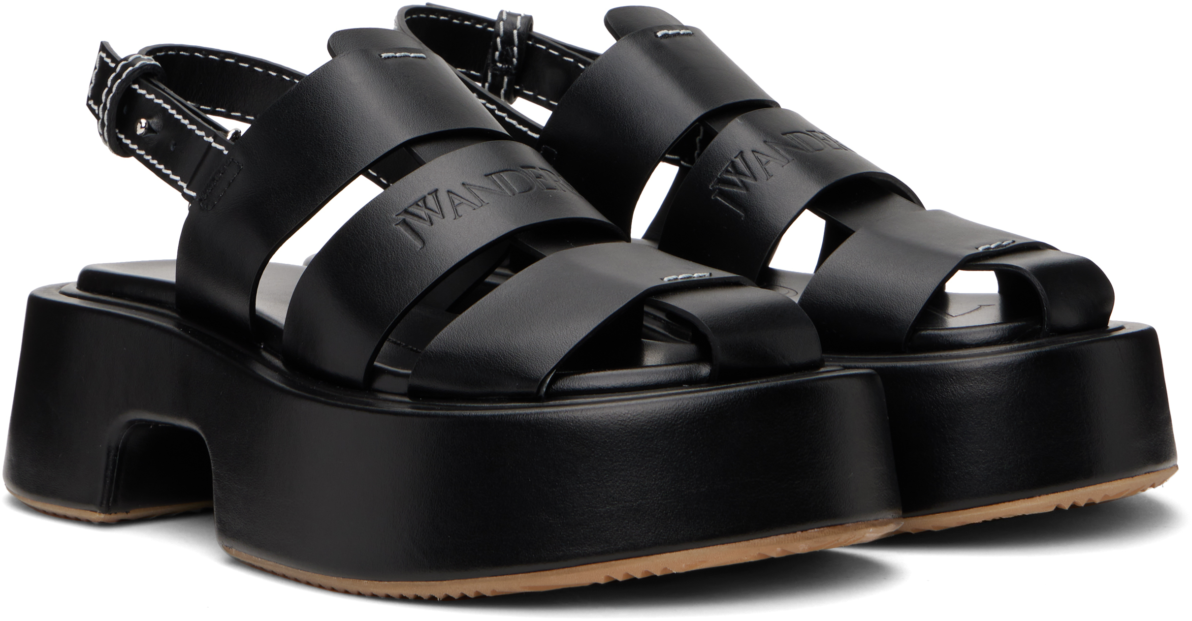 Jw Anderson Stripe Platform Sandal W In 999 Black