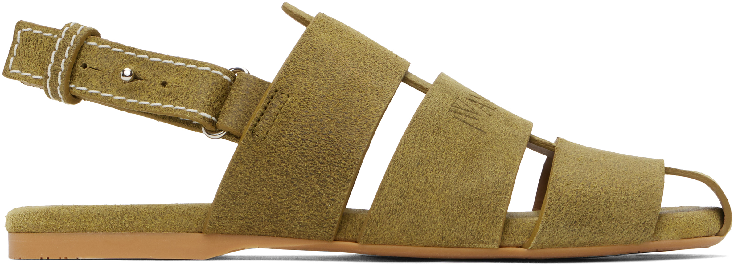 Jw Anderson Green Suede Fisherman Sandals In 526 Lime
