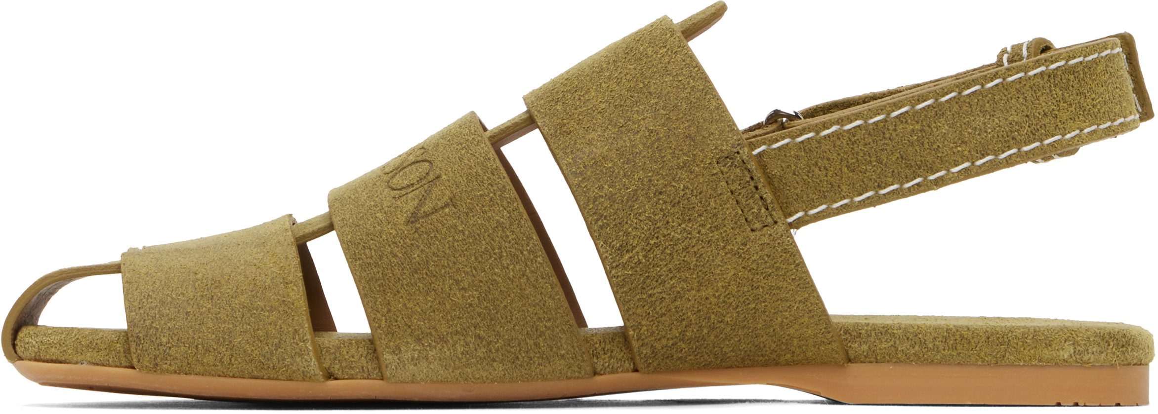 Jw Anderson Green Suede Fisherman Sandals In 526 Lime
