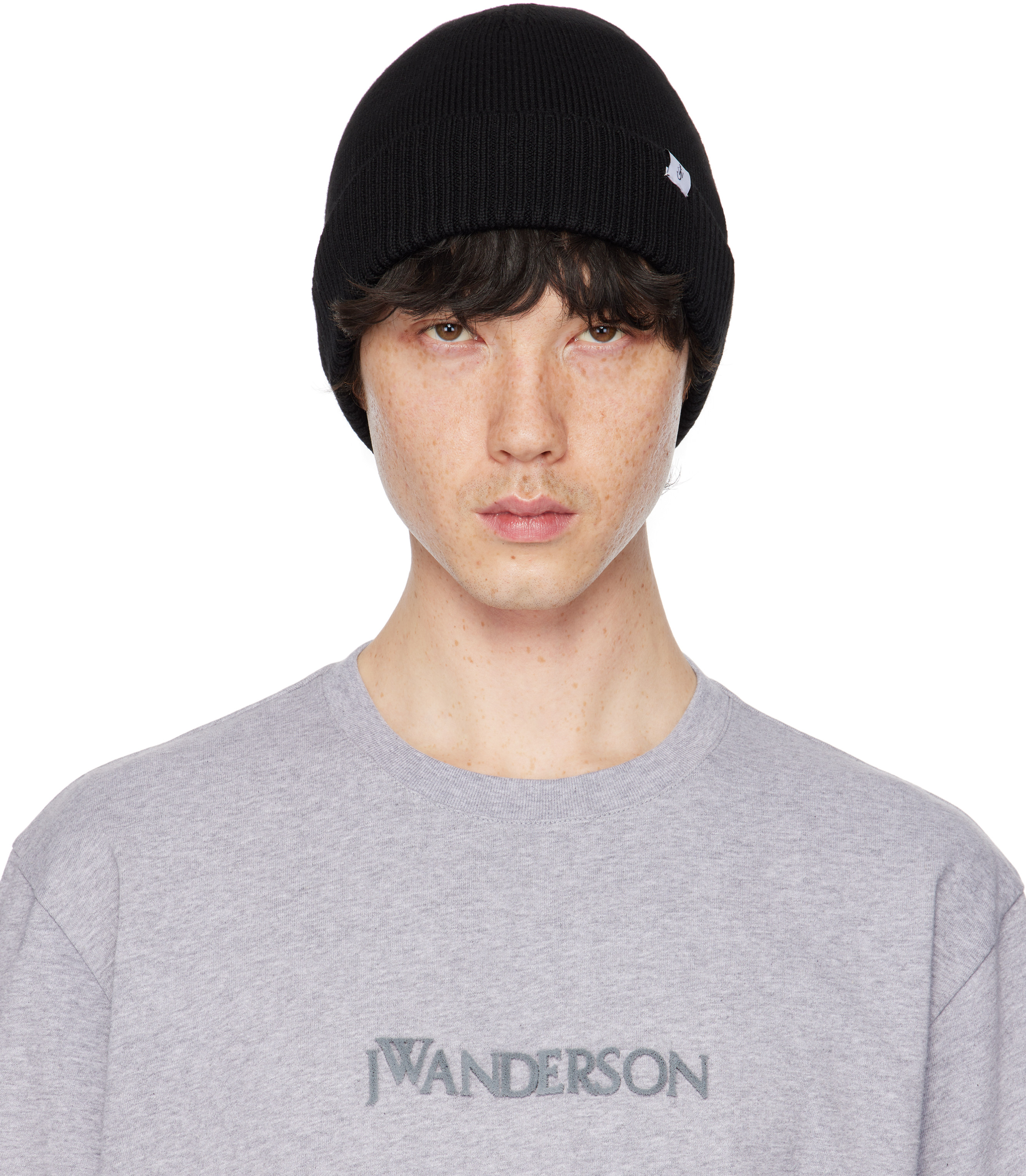 Jw Anderson Black Knitted Beanie