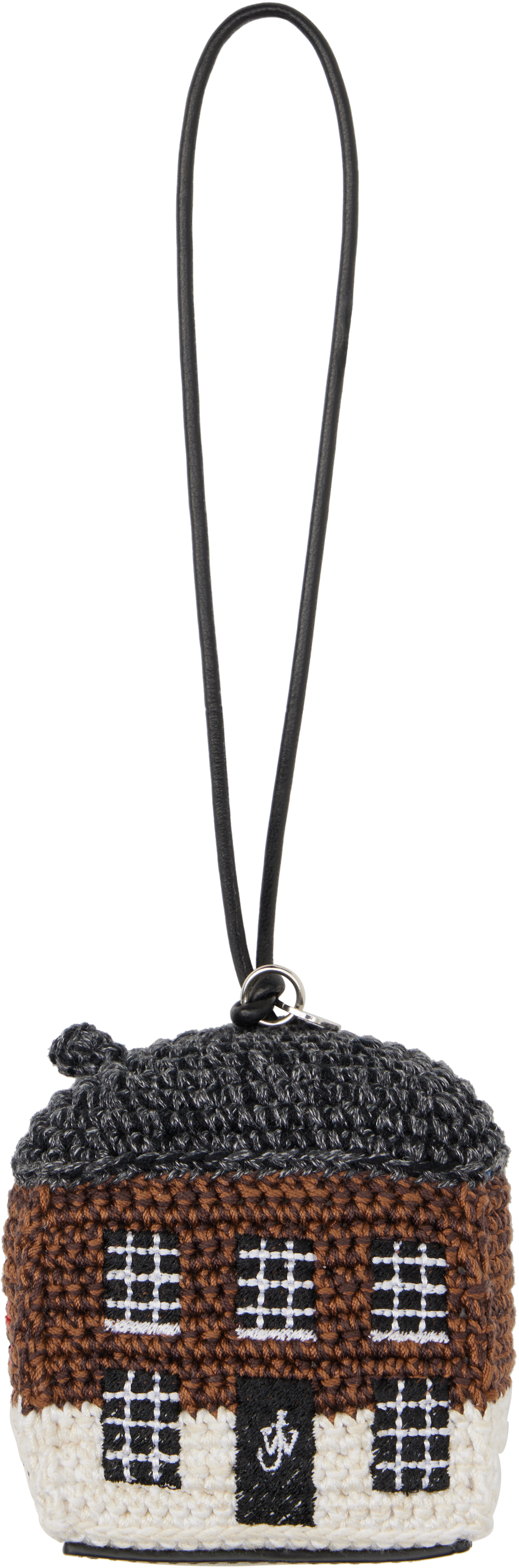 Jw Anderson Brown & Gray House Crochet Keychain In 685