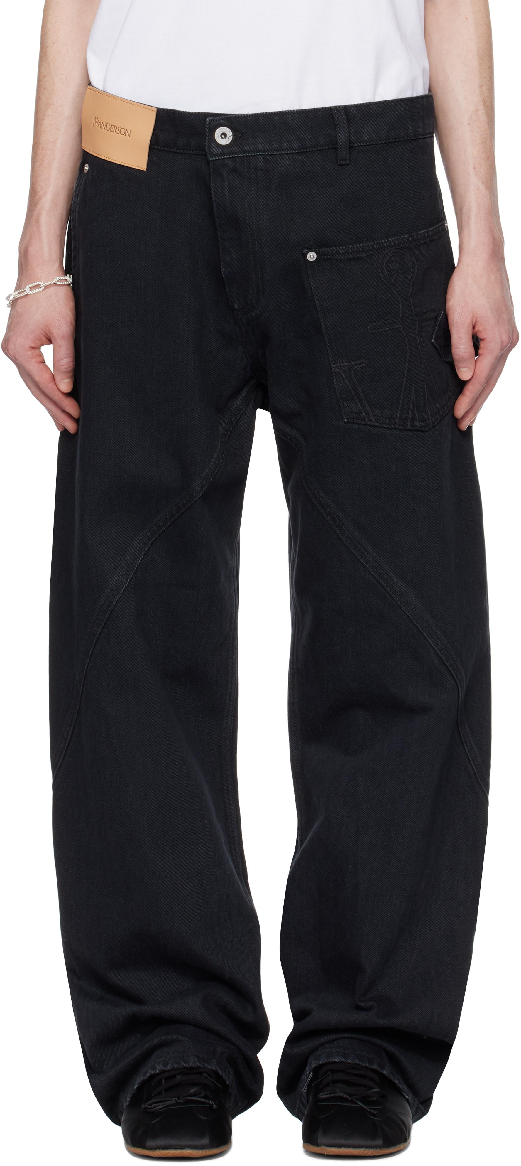 Black Twisted Workwear Denim Jeans