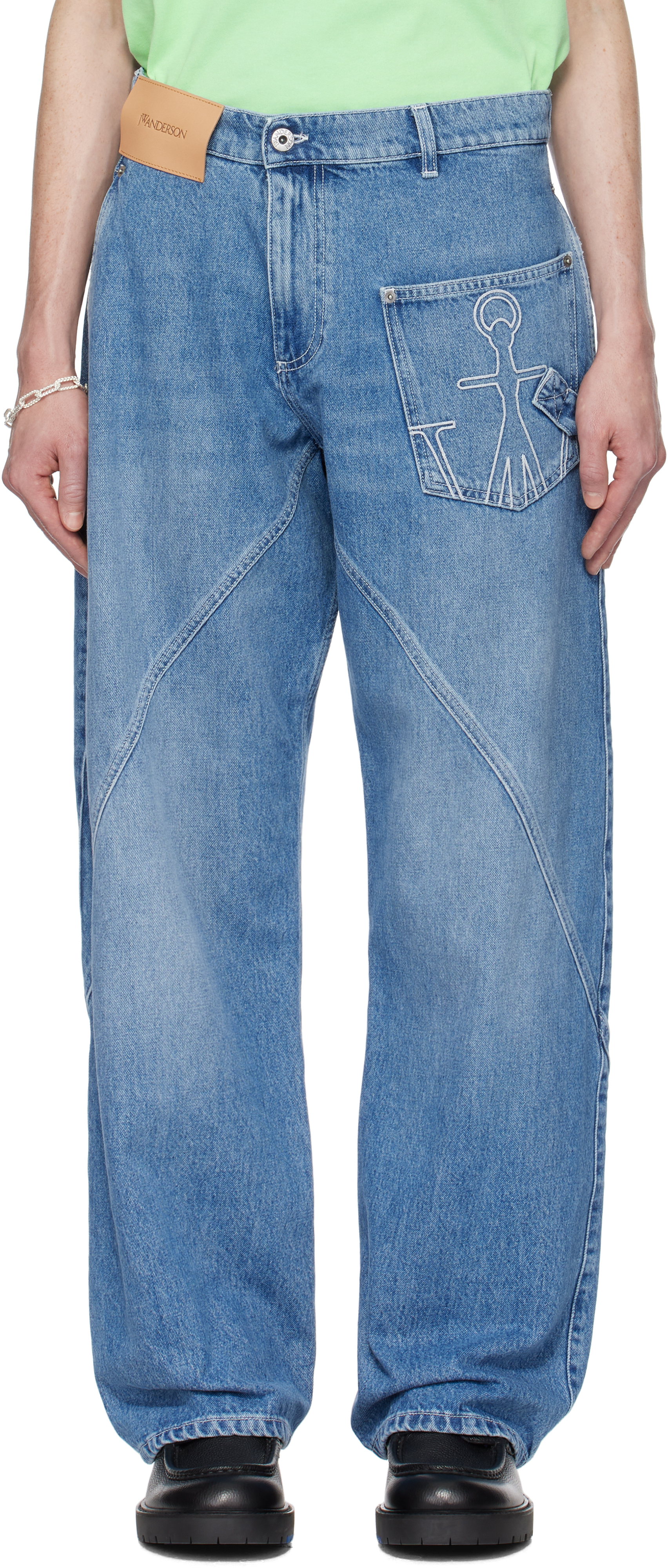Blue Twisted Workwear Denim Jeans by JW Anderson on Sale