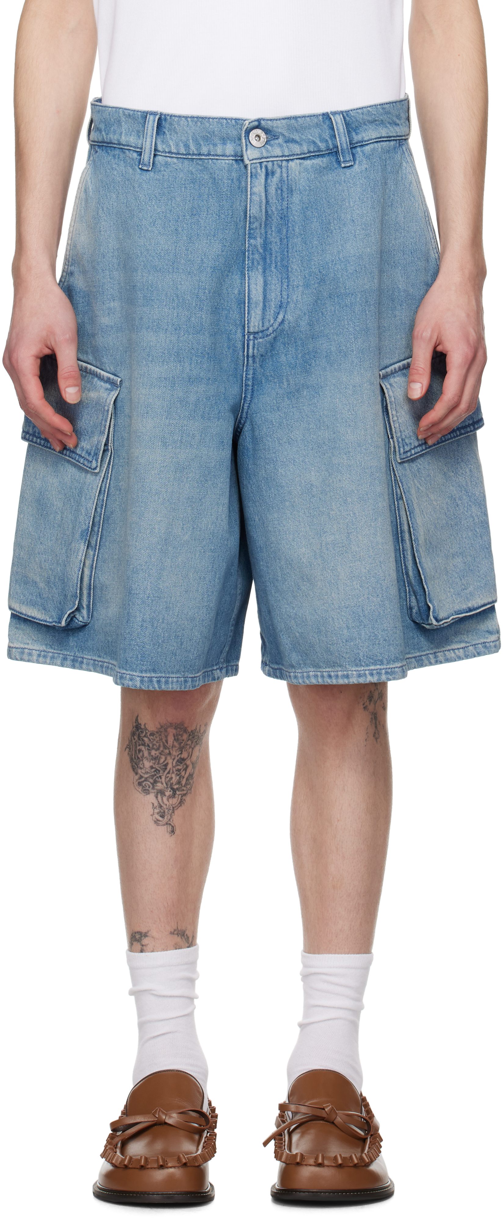 Blue Cargo Denim Shorts